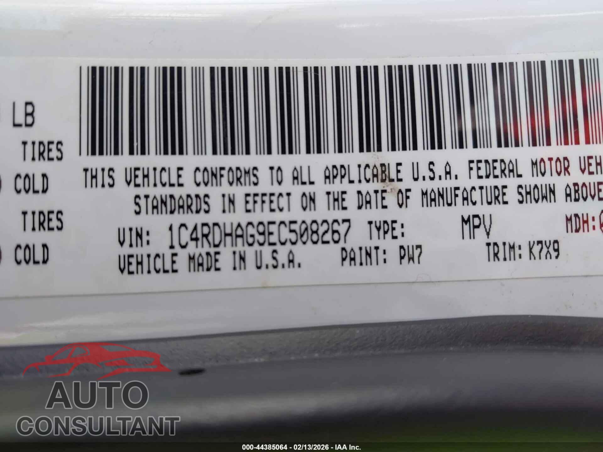 DODGE DURANGO 2014 - 1C4RDHAG9EC508267