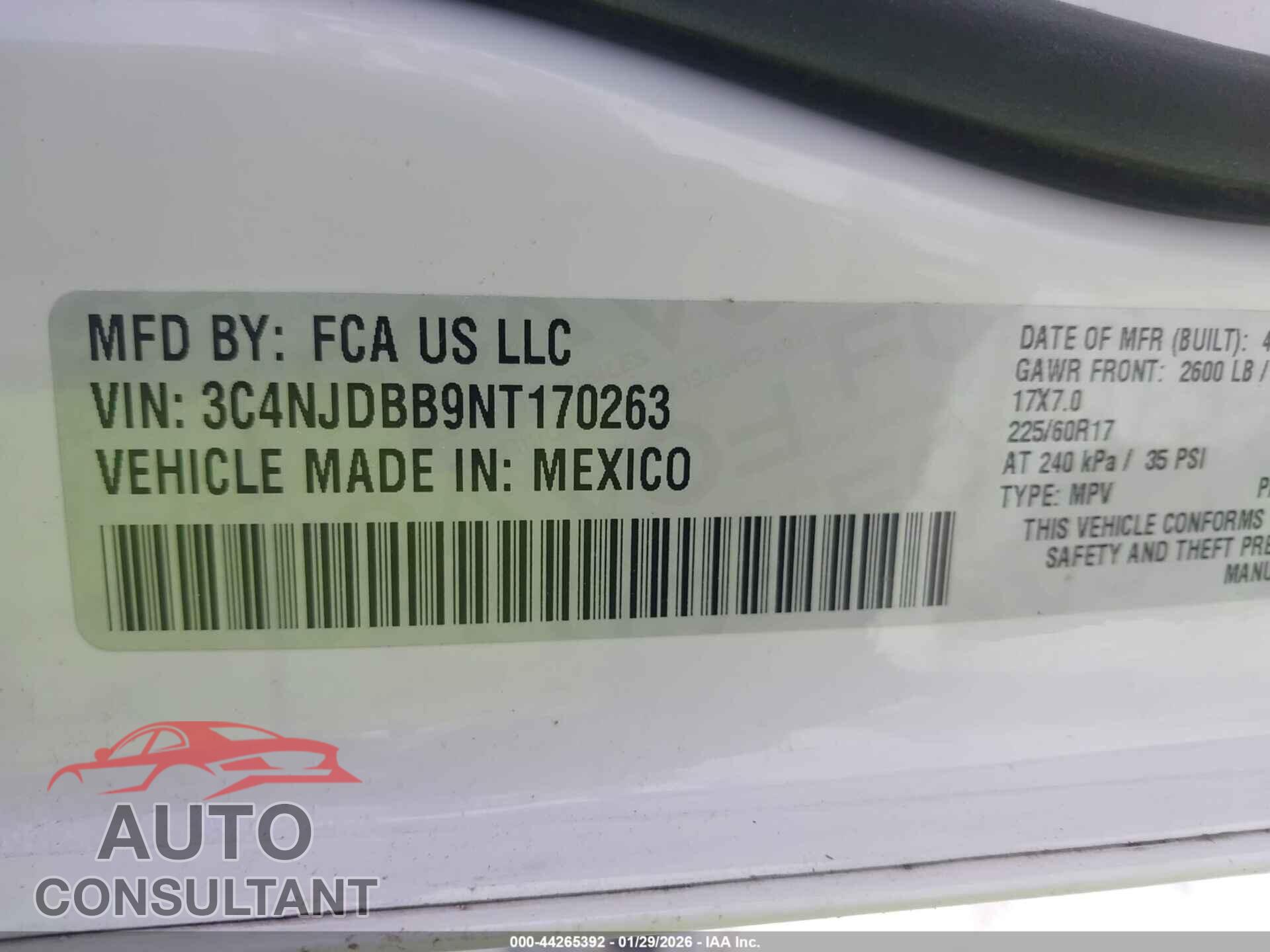 JEEP COMPASS 2022 - 3C4NJDBB9NT170263