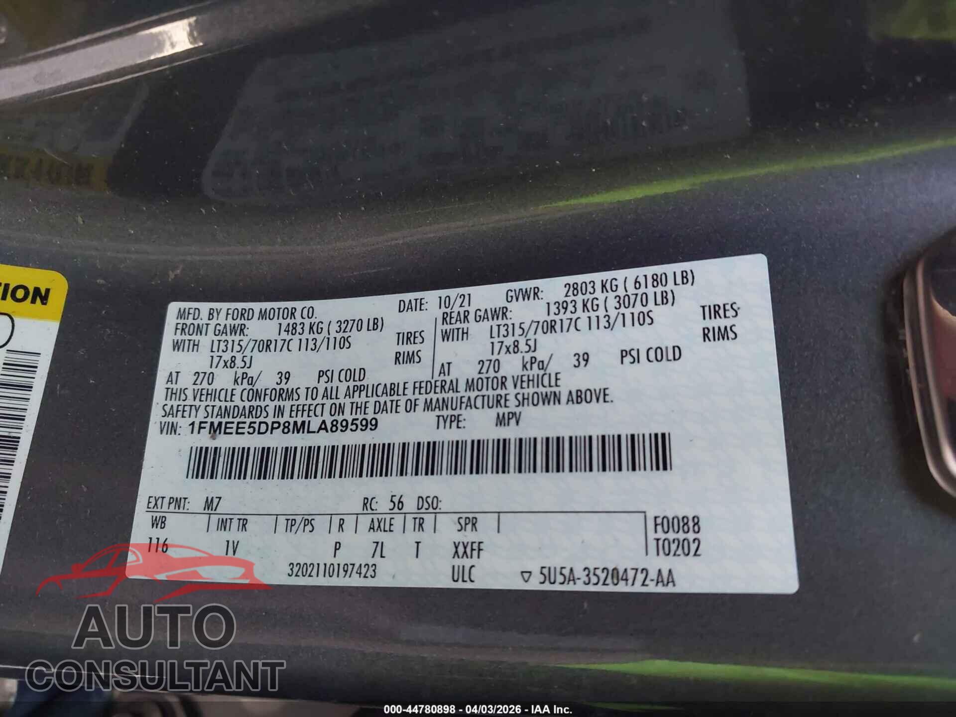 FORD BRONCO 2021 - 1FMEE5DP8MLA89599