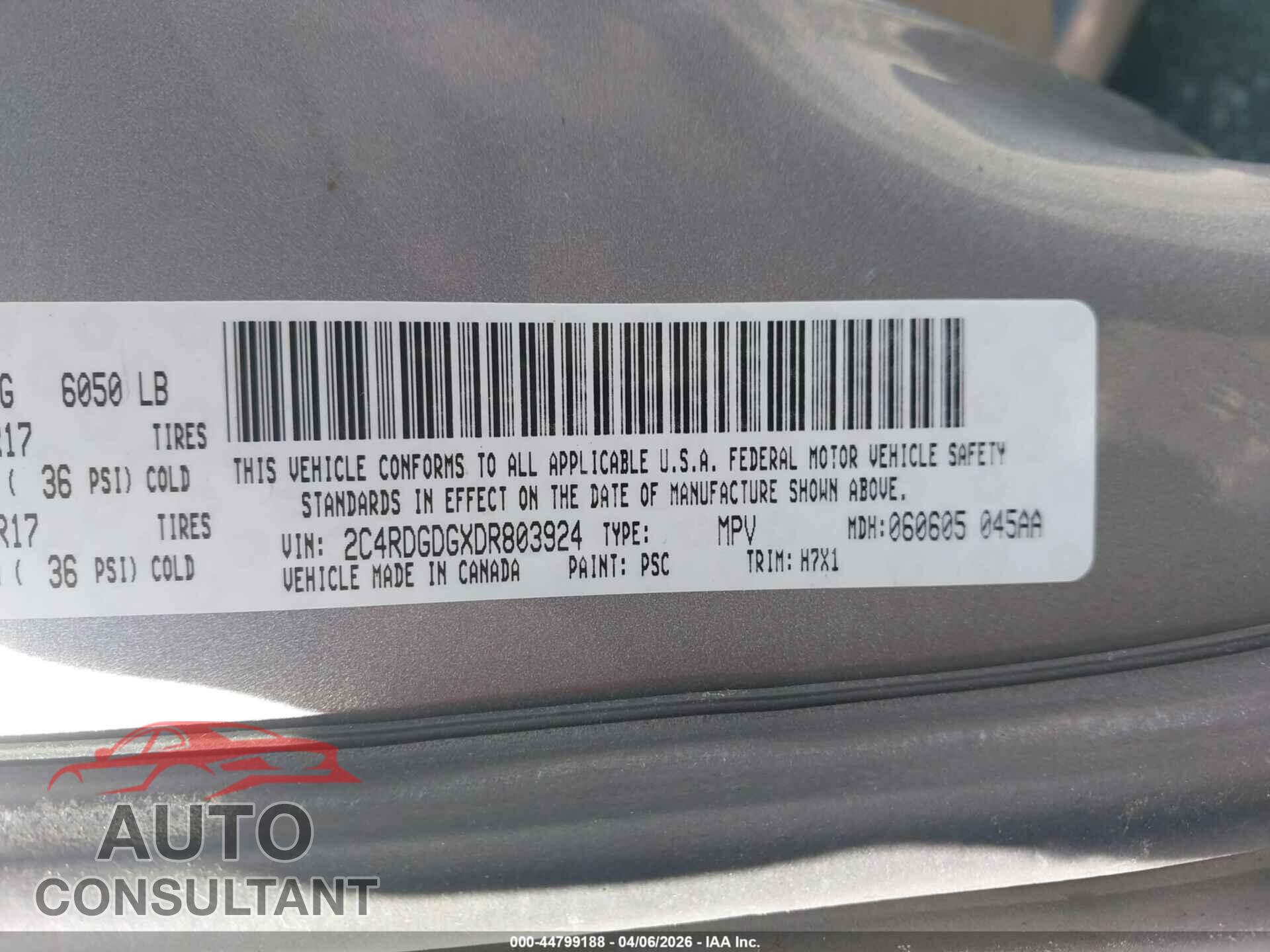 DODGE GRAND CARAVAN 2013 - 2C4RDGDGXDR803924