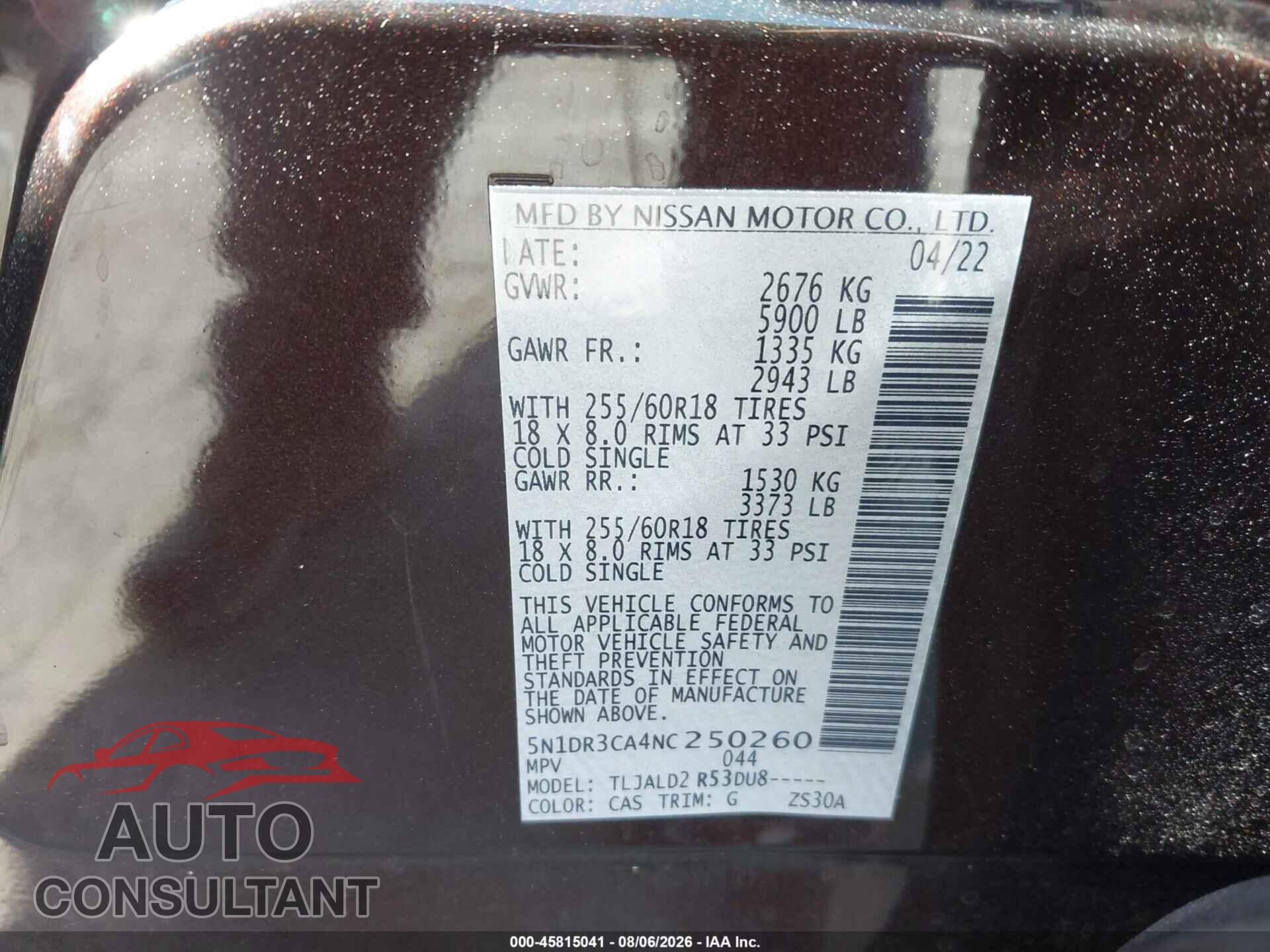 NISSAN PATHFINDER 2022 - 5N1DR3CA4NC250260