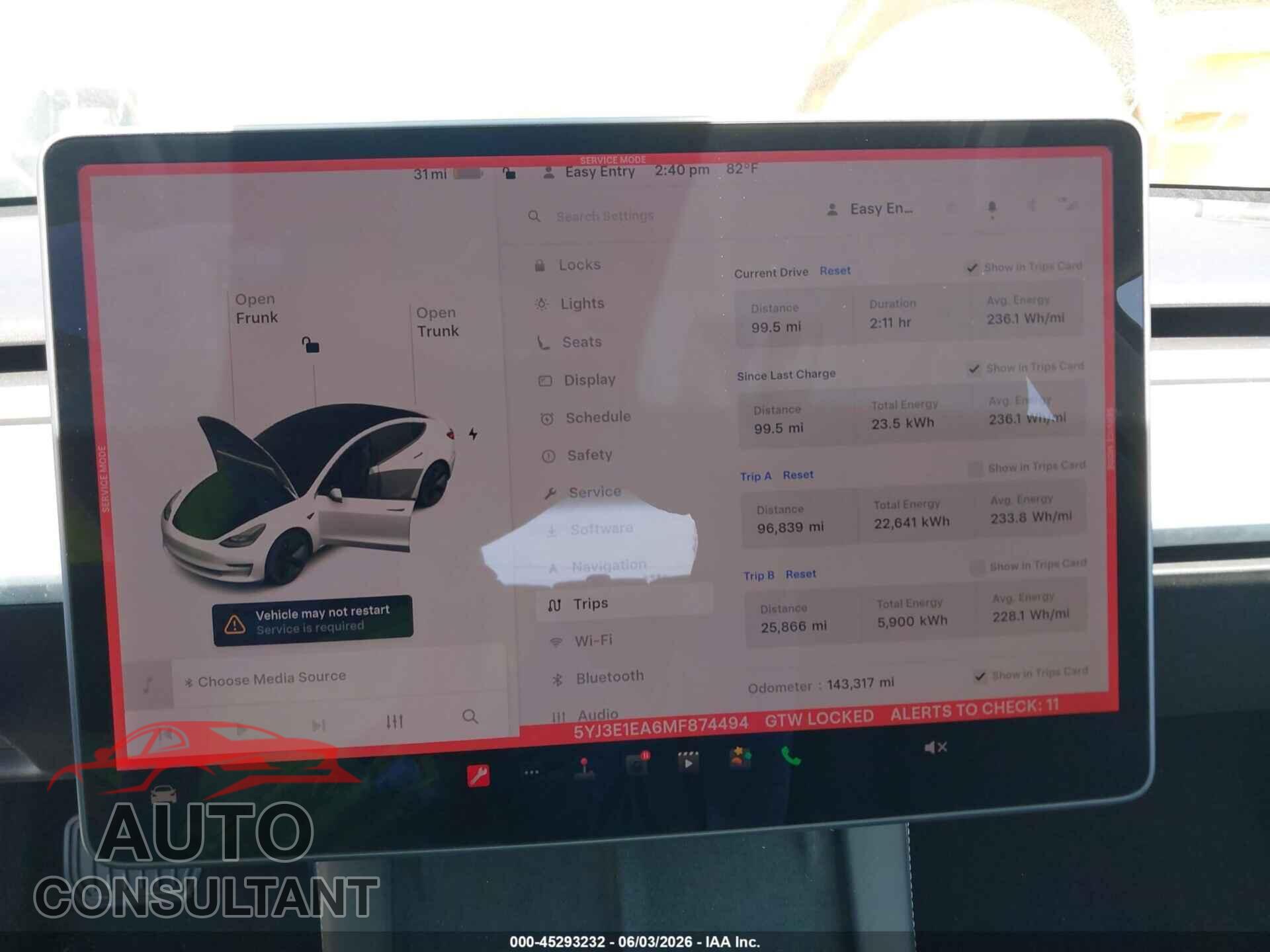 TESLA MODEL 3 2021 - 5YJ3E1EA6MF874494