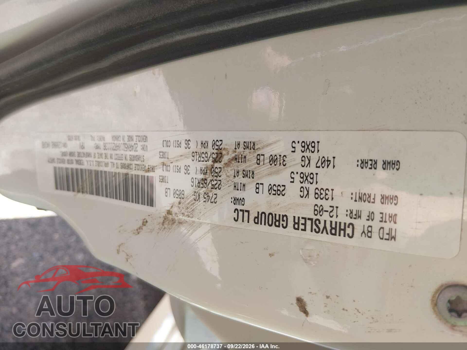 DODGE GRAND CARAVAN 2010 - 2D4RN5D10AR211136