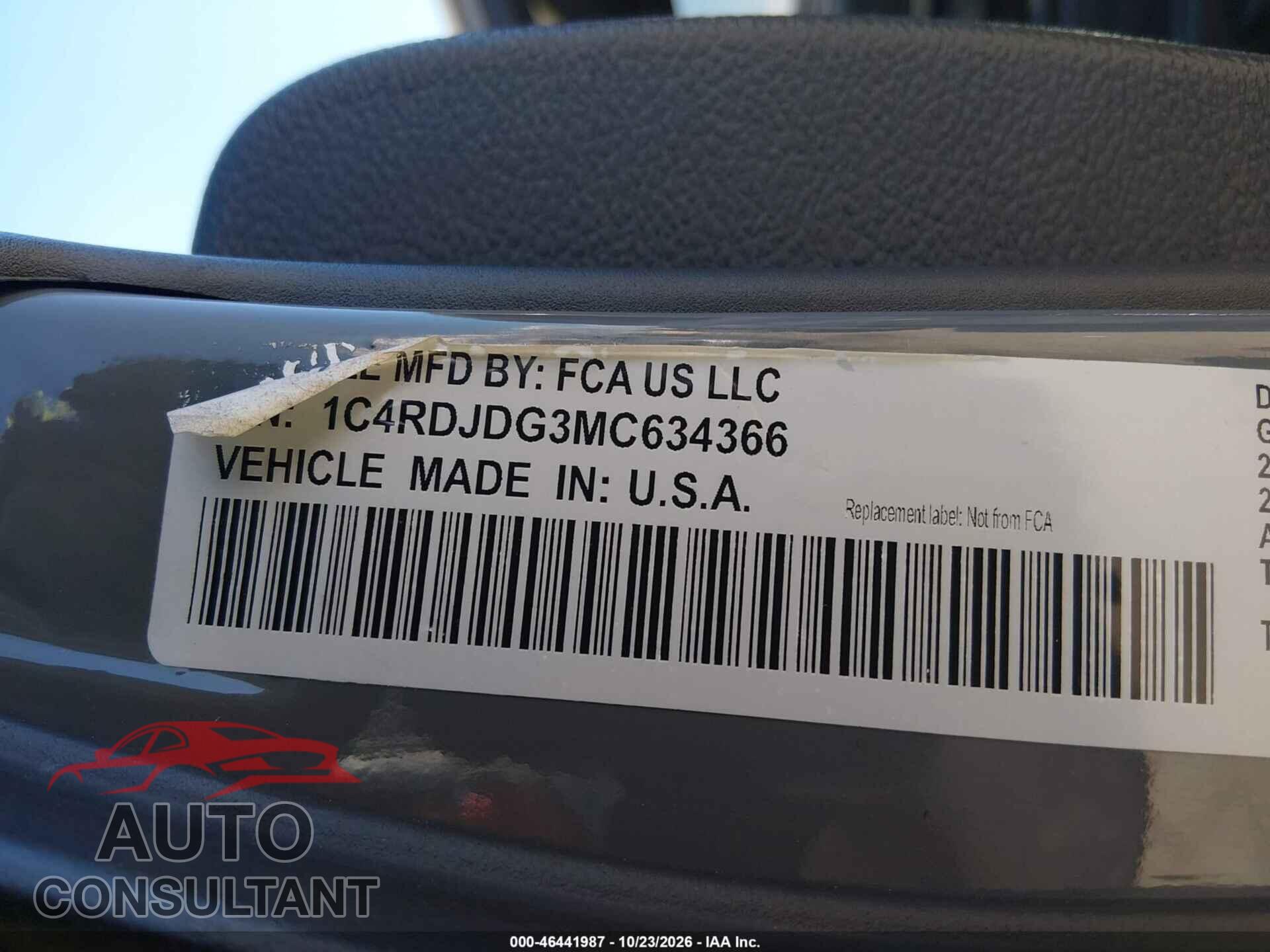 DODGE DURANGO 2021 - 1C4RDJDG3MC634366