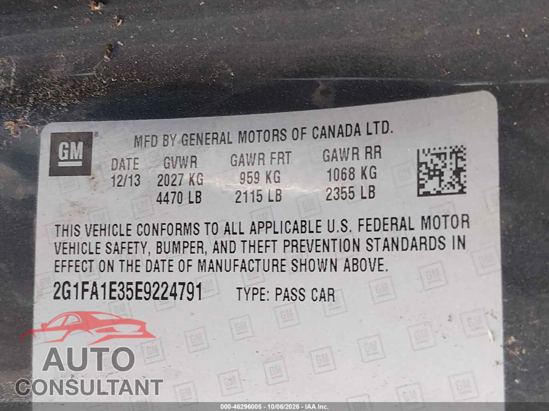 CHEVROLET CAMARO 2014 - 2G1FA1E35E9224791