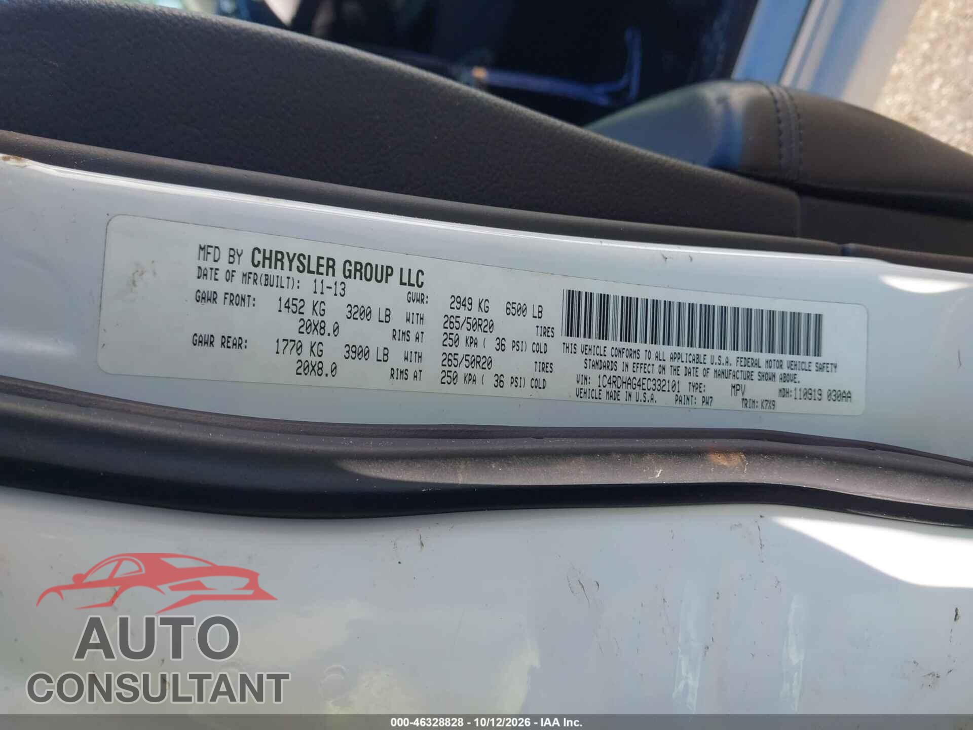 DODGE DURANGO 2014 - 1C4RDHAG4EC332101