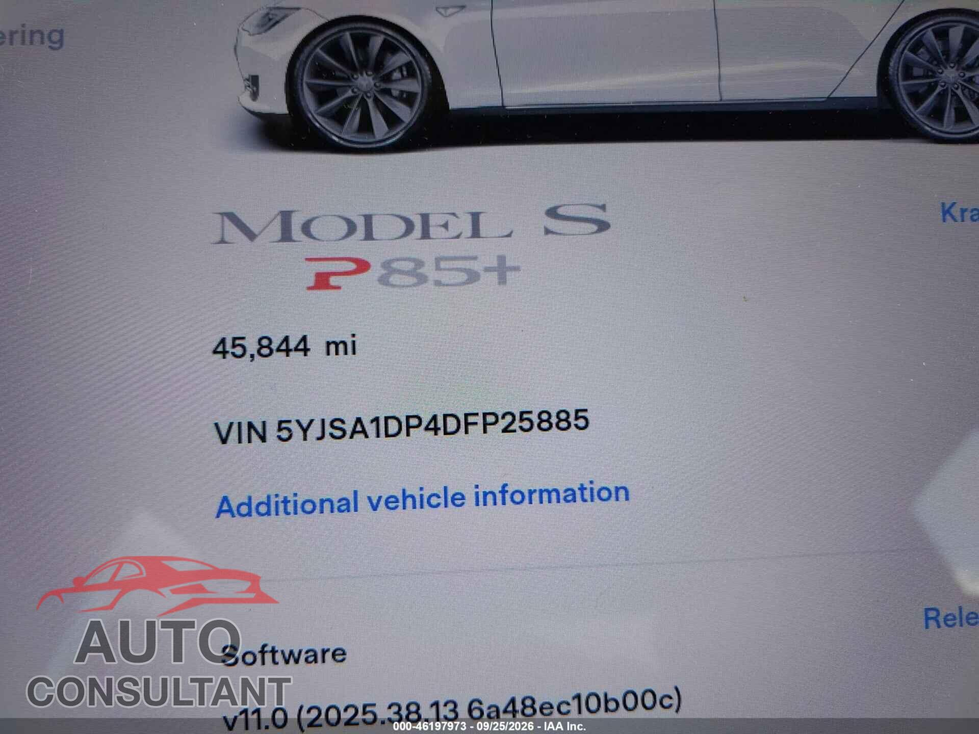 TESLA MODEL S 2013 - 5YJSA1DP4DFP25885