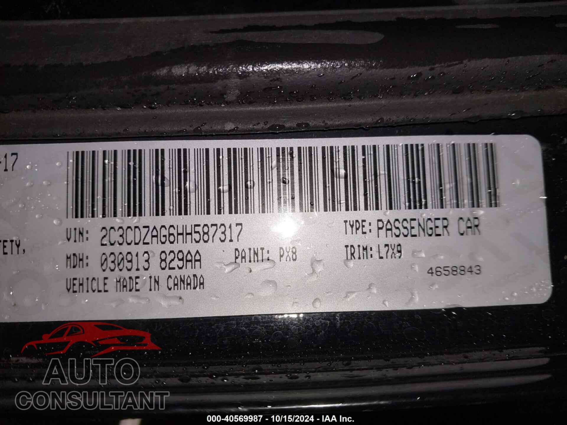 DODGE CHALLENGER 2017 - 2C3CDZAG6HH587317