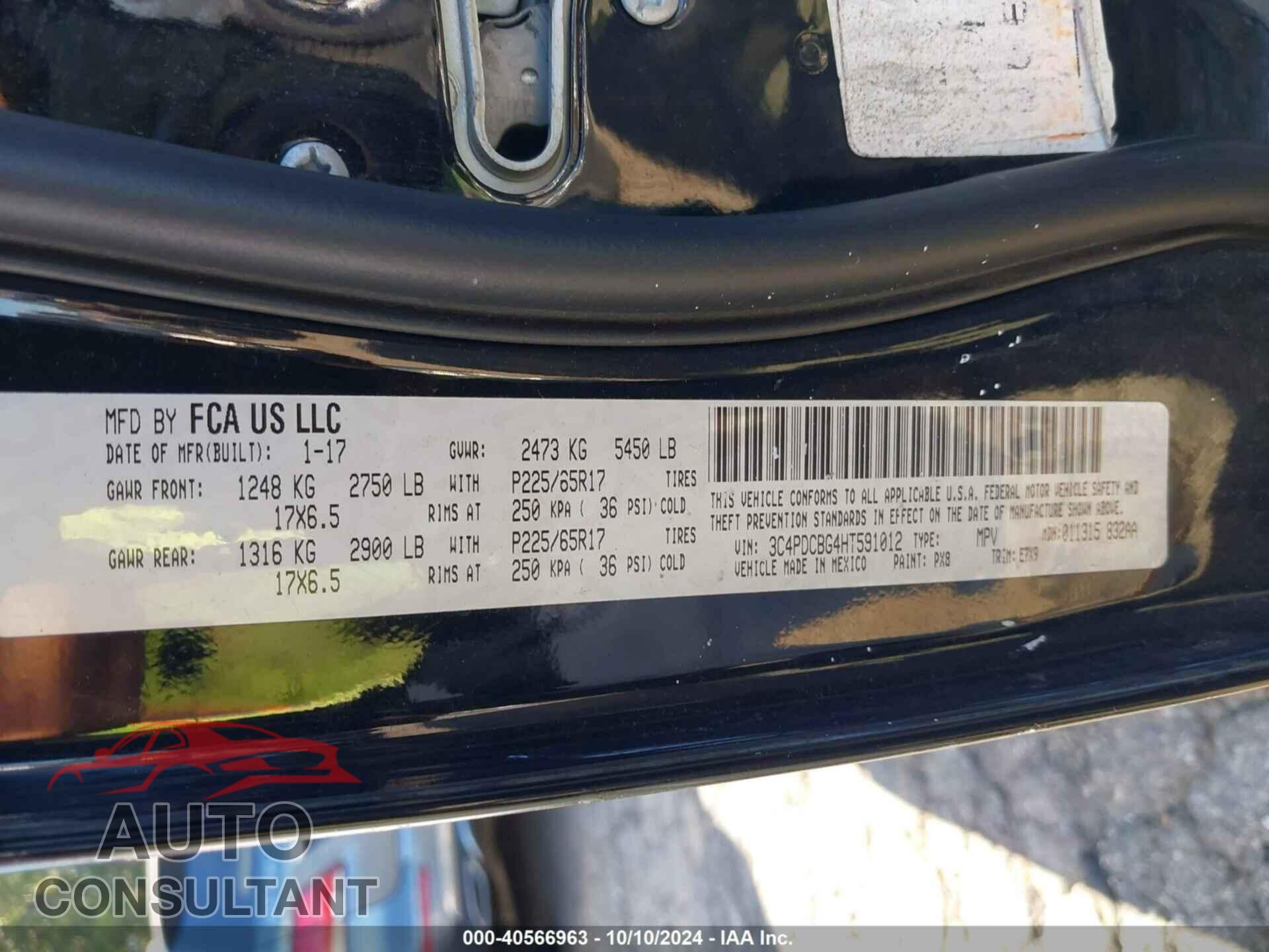 DODGE JOURNEY 2017 - 3C4PDCBG4HT591012