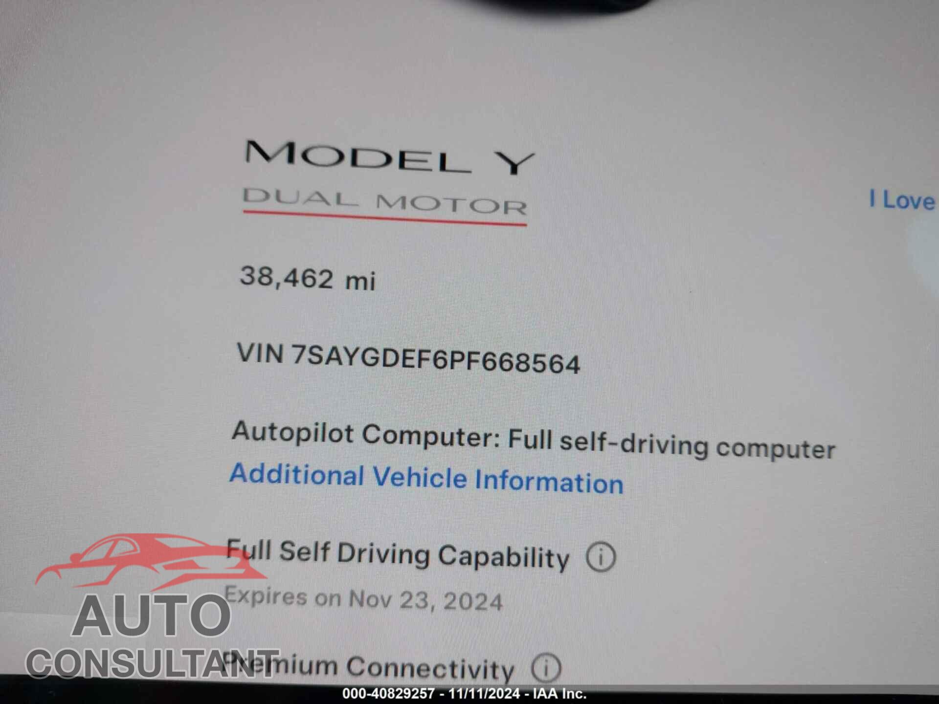 TESLA MODEL Y 2023 - 7SAYGDEF6PF668564