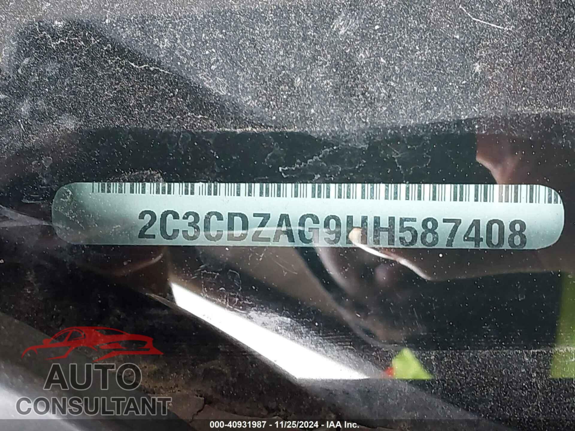 DODGE CHALLENGER 2017 - 2C3CDZAG9HH587408