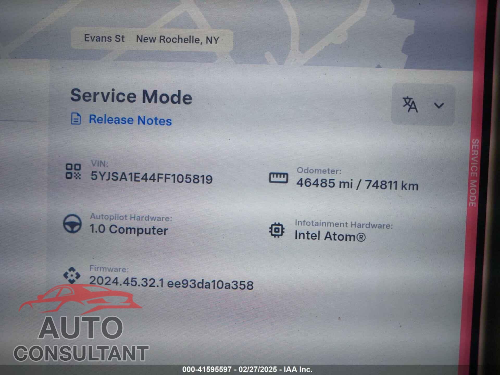TESLA MODEL S 2015 - 5YJSA1E44FF105819