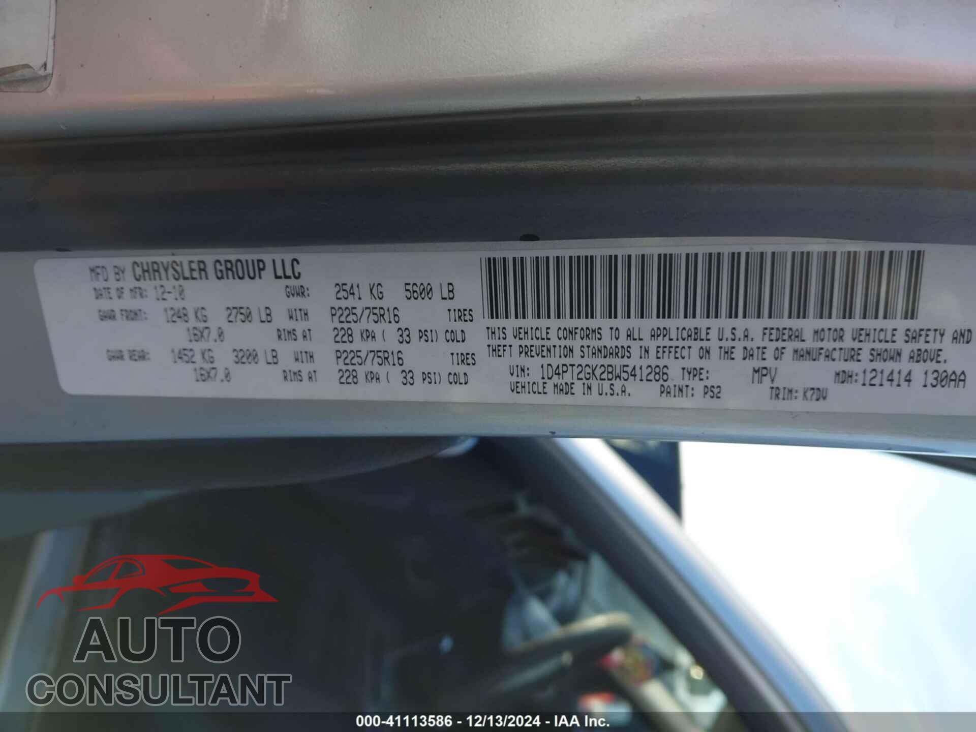 DODGE NITRO 2011 - 1D4PT2GK2BW541286