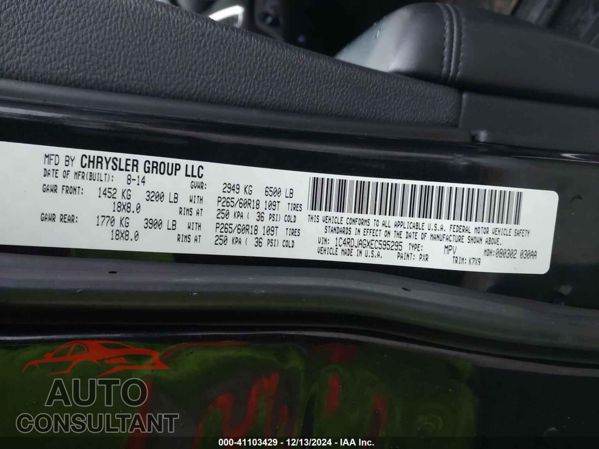DODGE DURANGO 2014 - 1C4RDJAGXEC595295