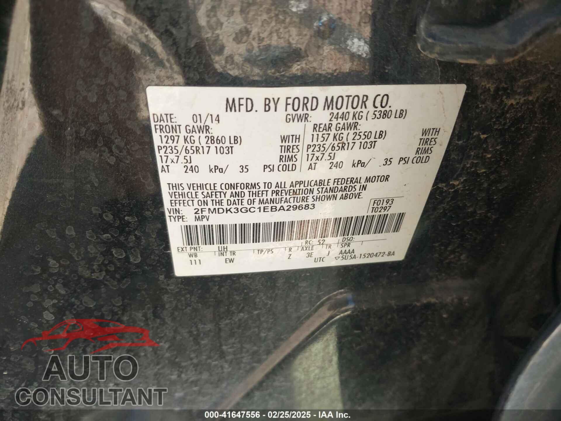 FORD EDGE 2014 - 2FMDK3GC1EBA29683