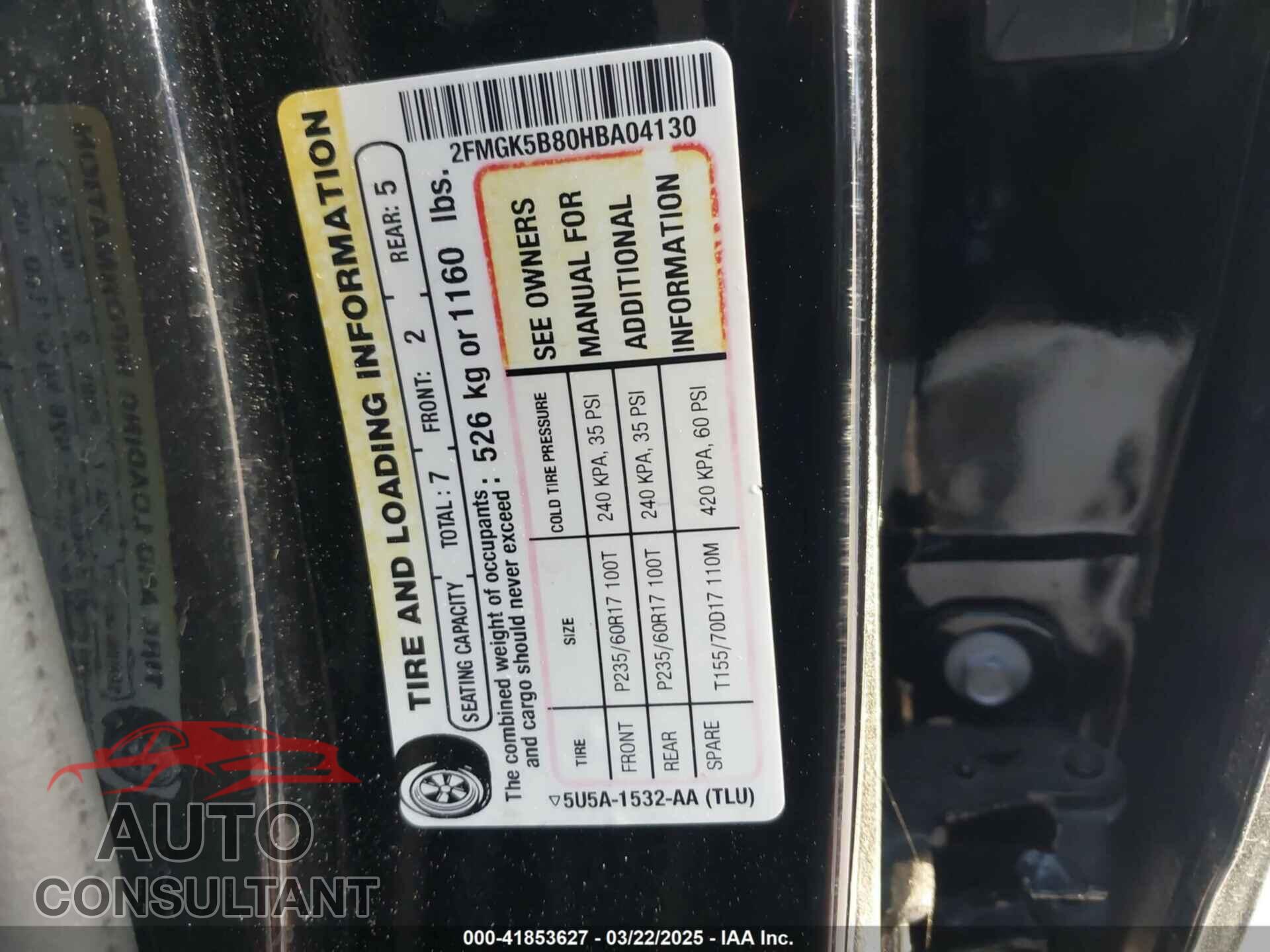 FORD FLEX 2017 - 2FMGK5B80HBA04130