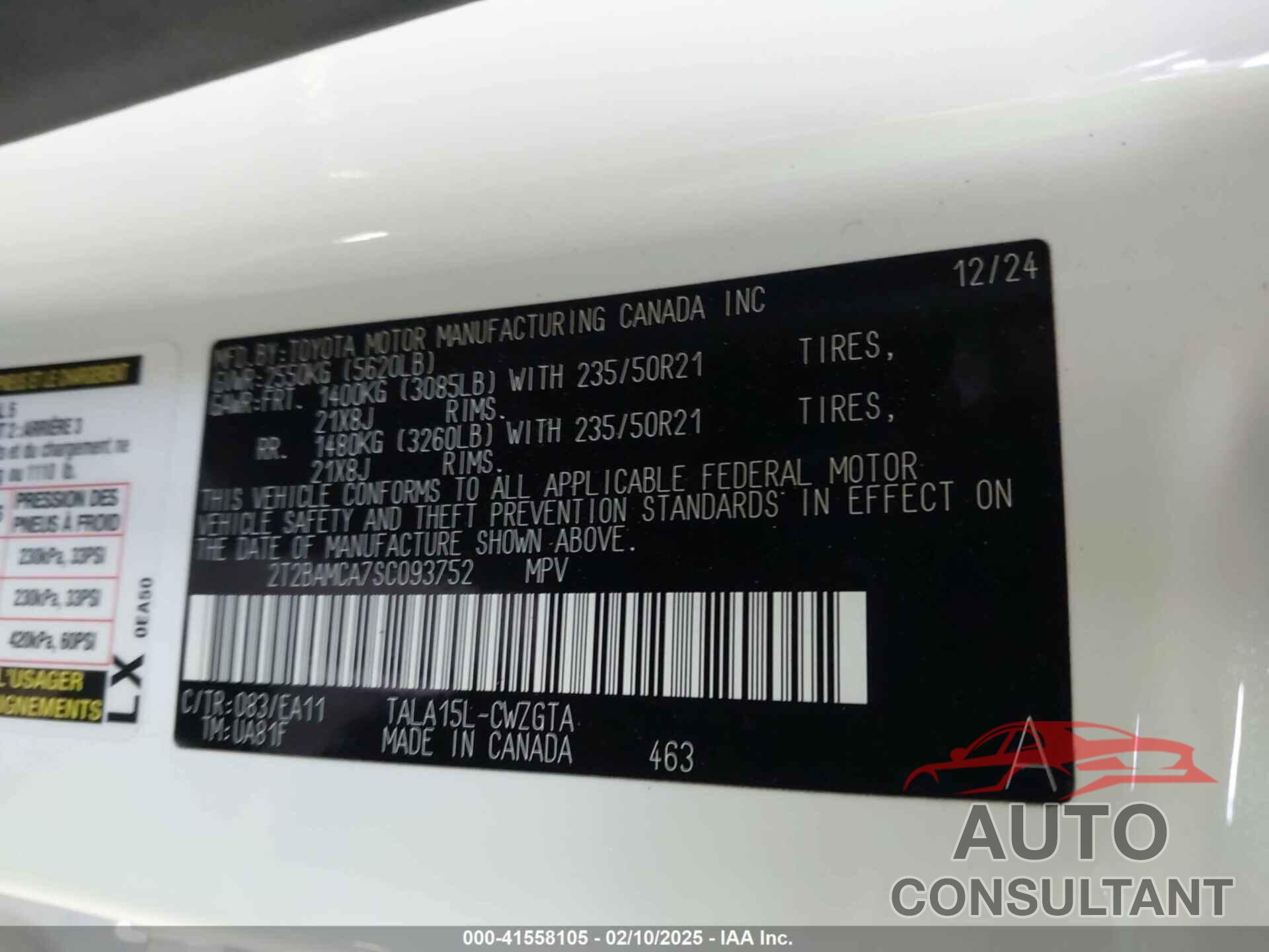 LEXUS RX 350 2025 - 2T2BAMCA7SC093752