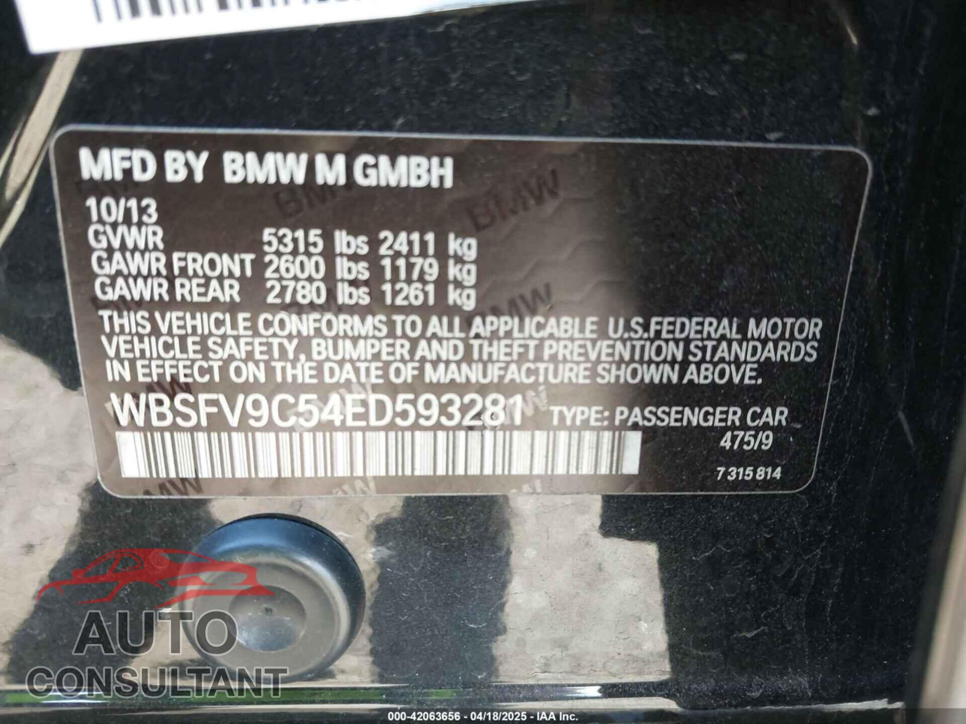 BMW M5 2014 - WBSFV9C54ED593281