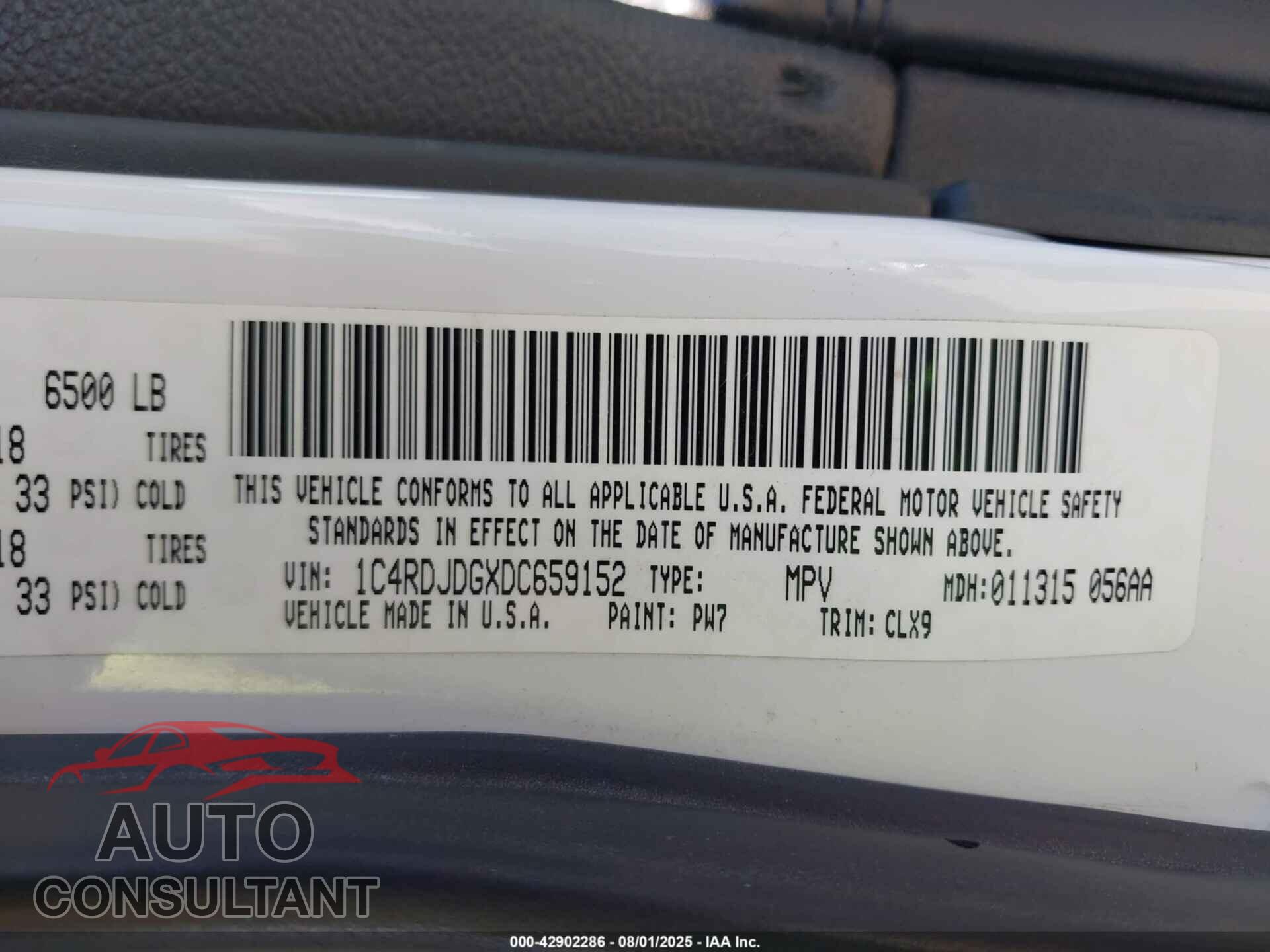 DODGE DURANGO 2013 - 1C4RDJDGXDC659152