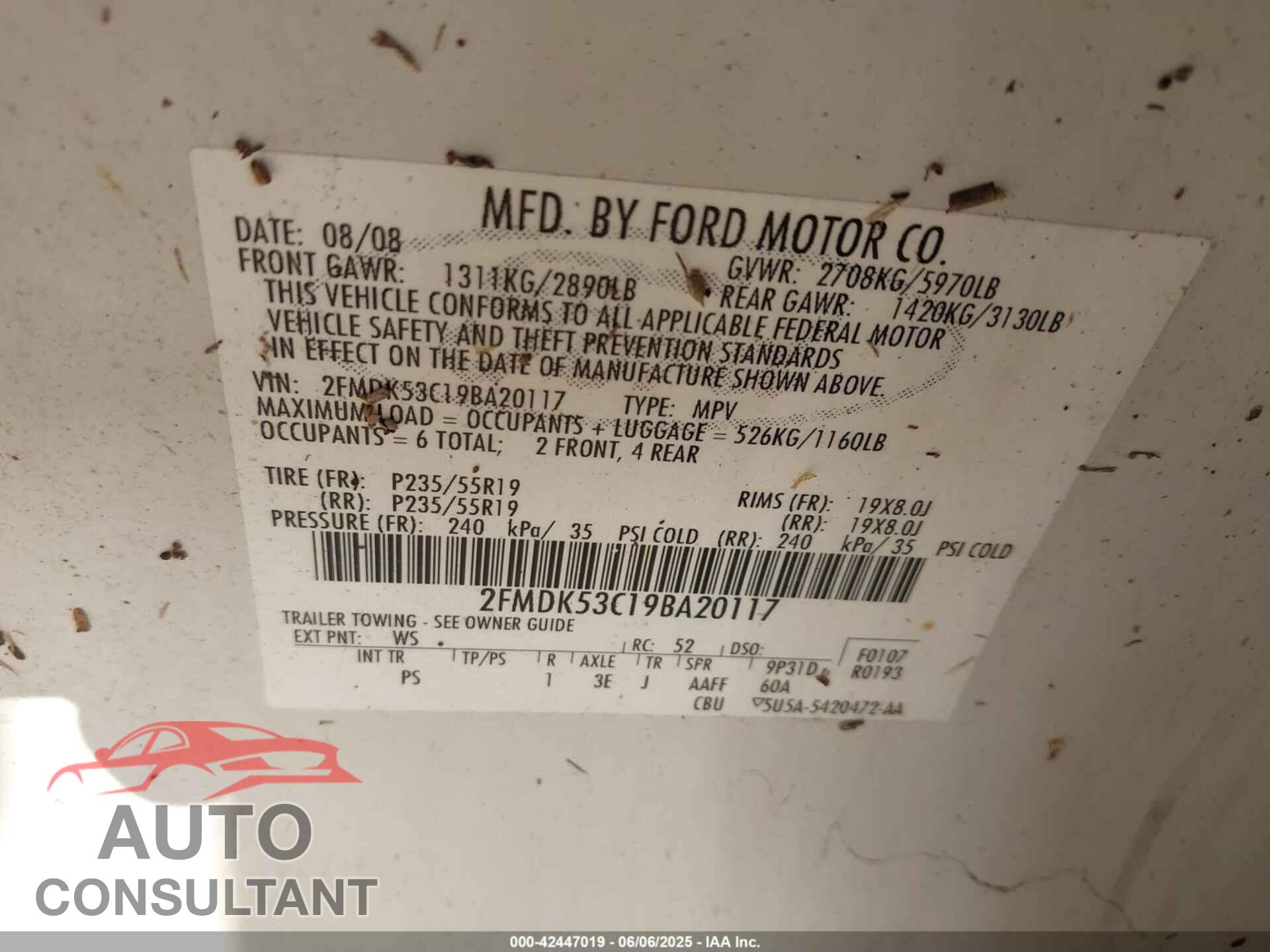 FORD FLEX 2009 - 2FMDK53C19BA20117