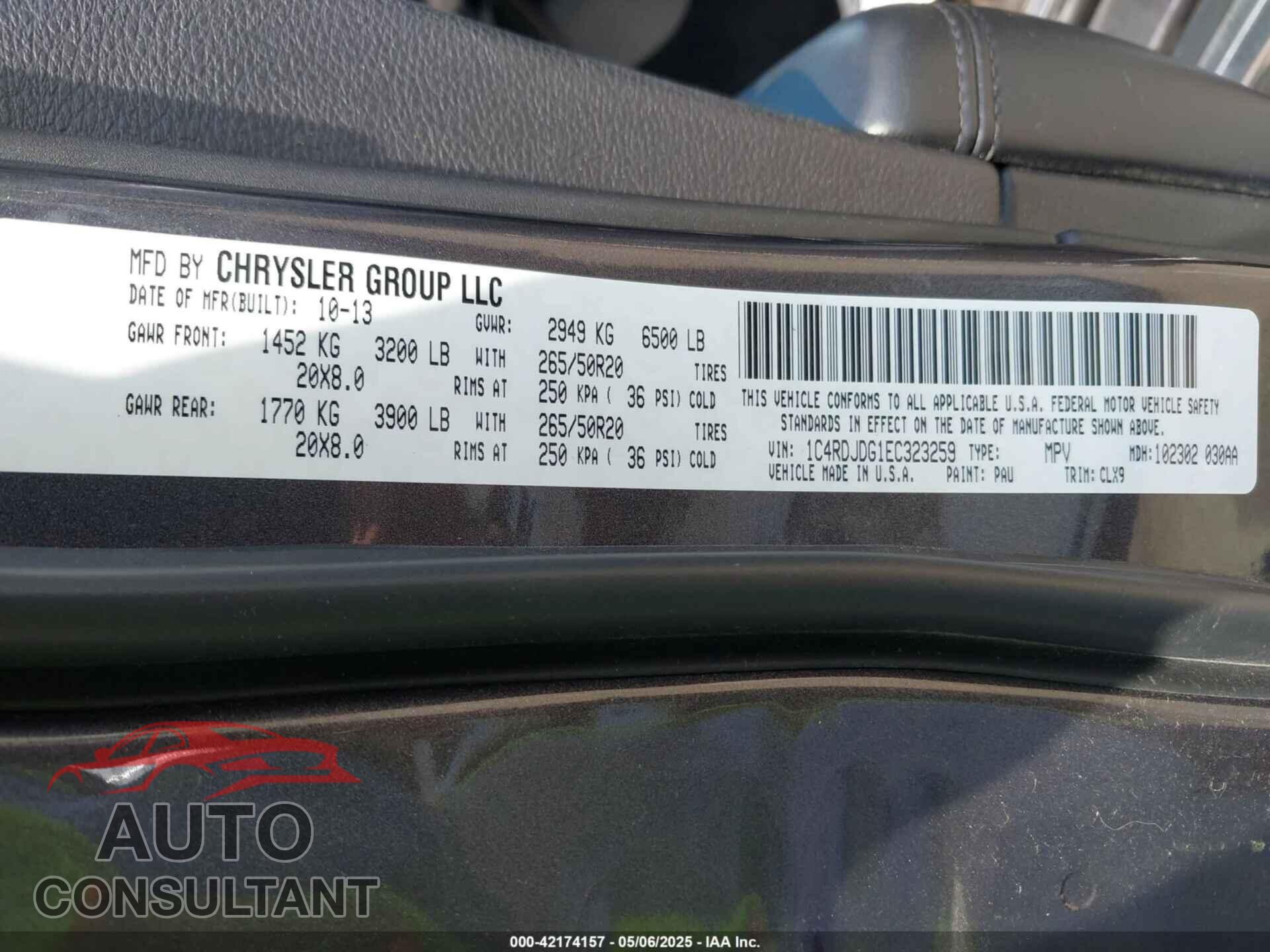DODGE DURANGO 2014 - 1C4RDJDG1EC323259