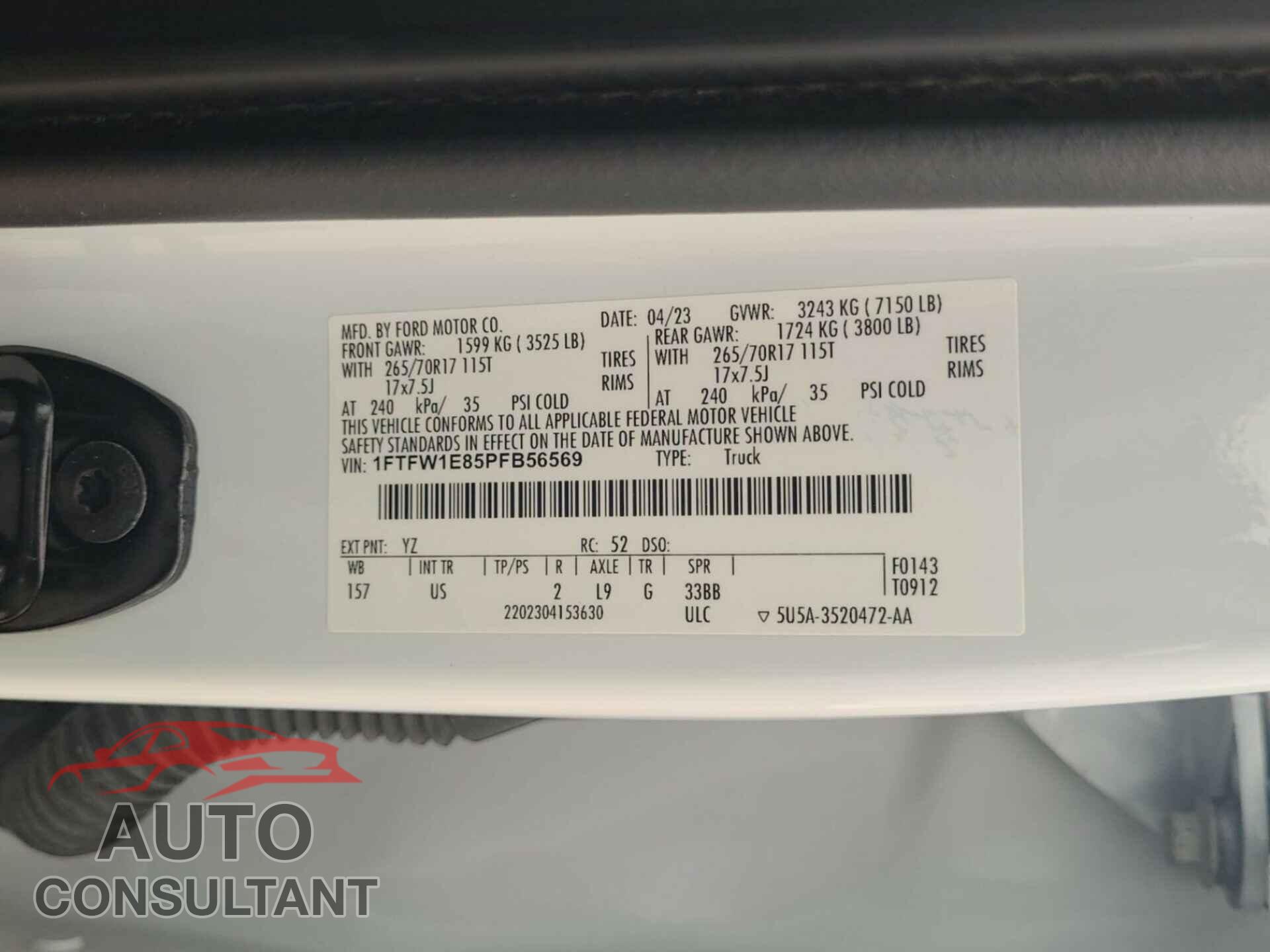 FORD F150 2023 - 1FTFW1E85PFB56569