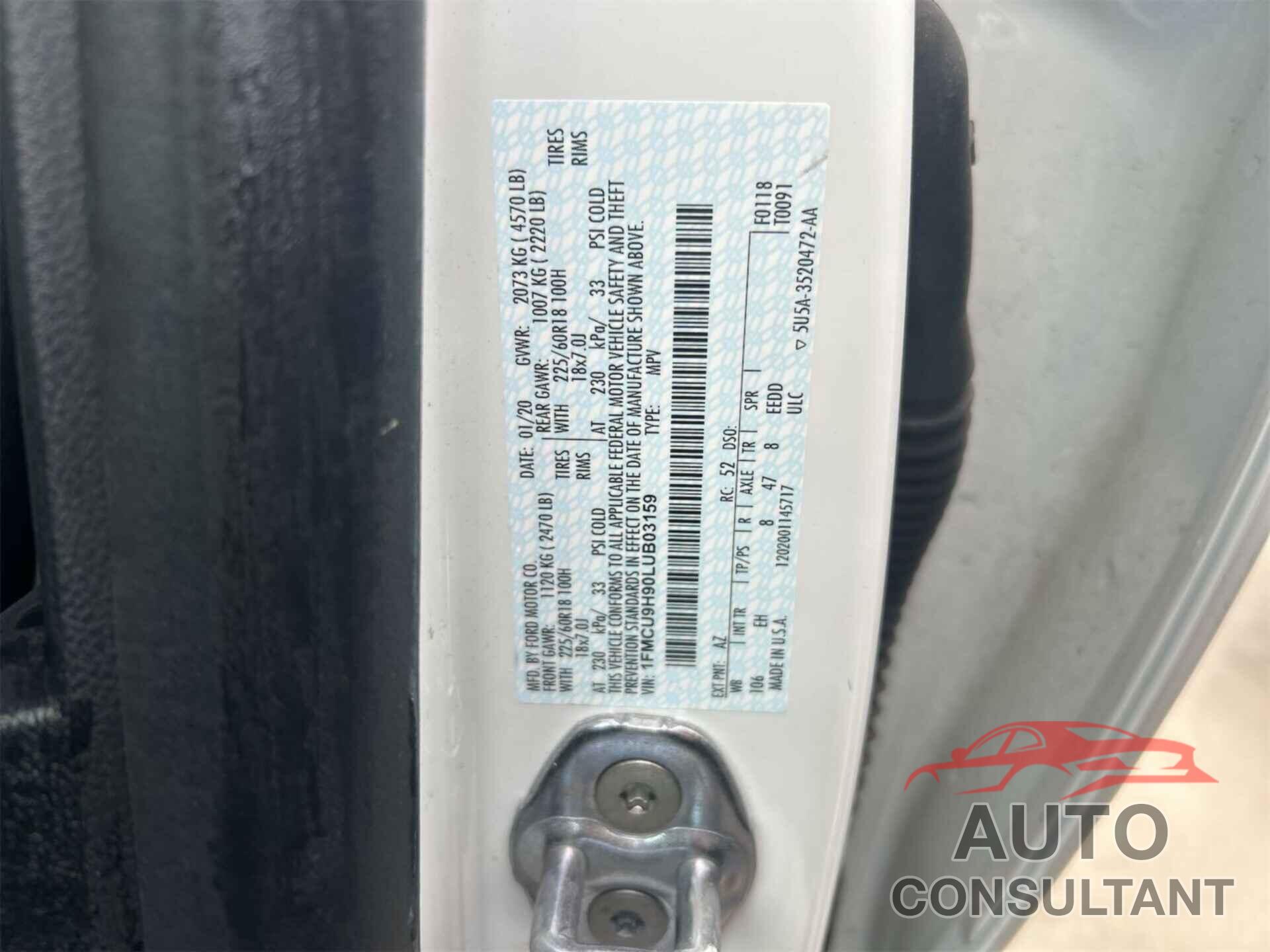 FORD ESCAPE 2020 - 1FMCU9H90LUB03159