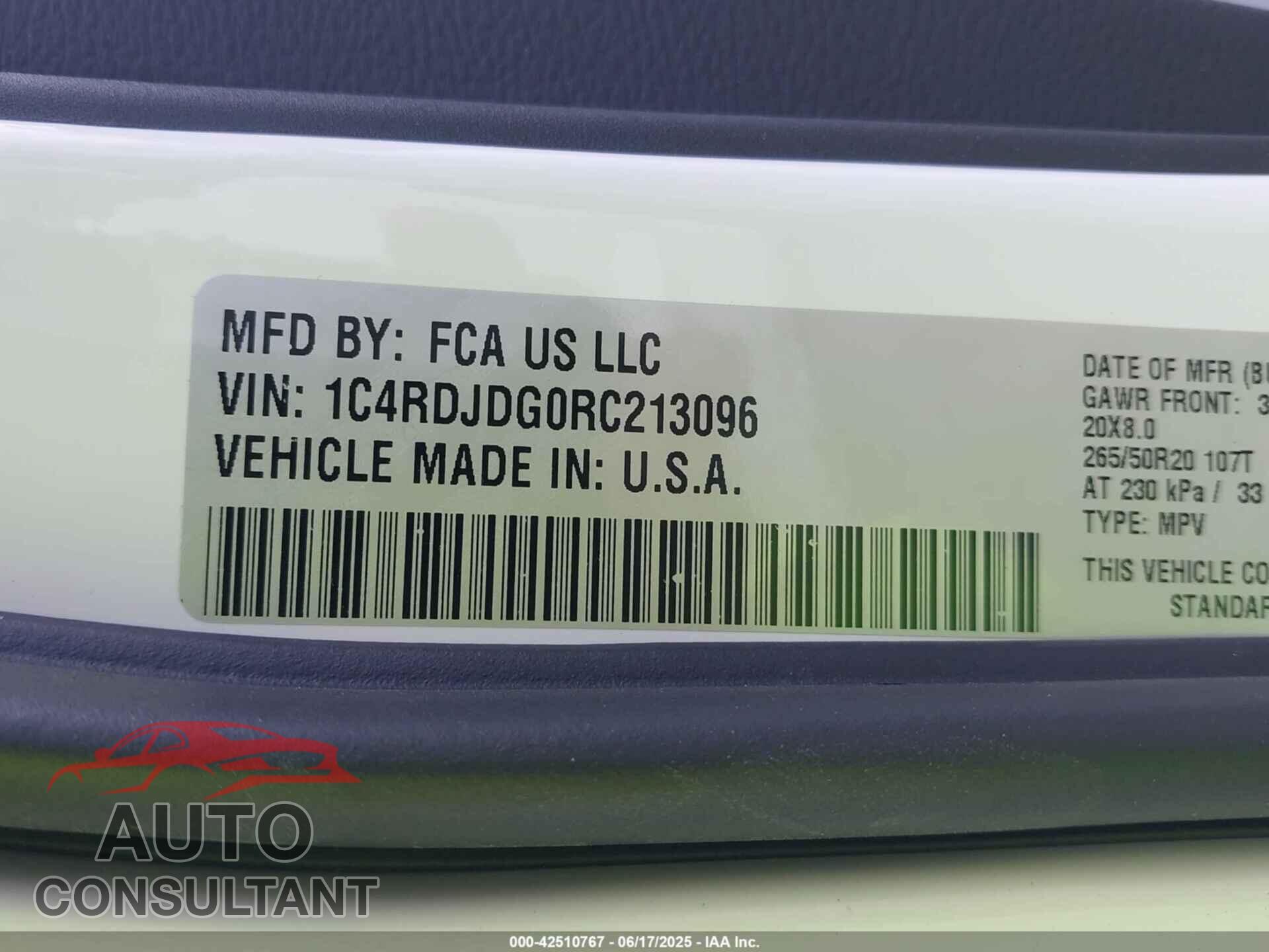 DODGE DURANGO 2024 - 1C4RDJDG0RC213096