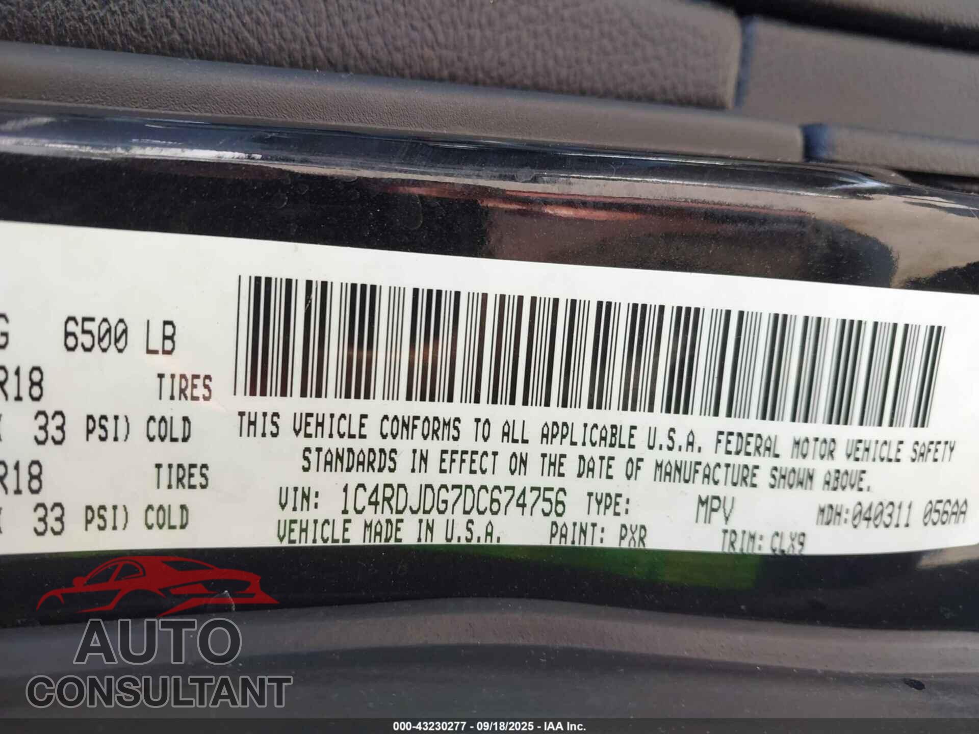 DODGE DURANGO 2013 - 1C4RDJDG7DC674756