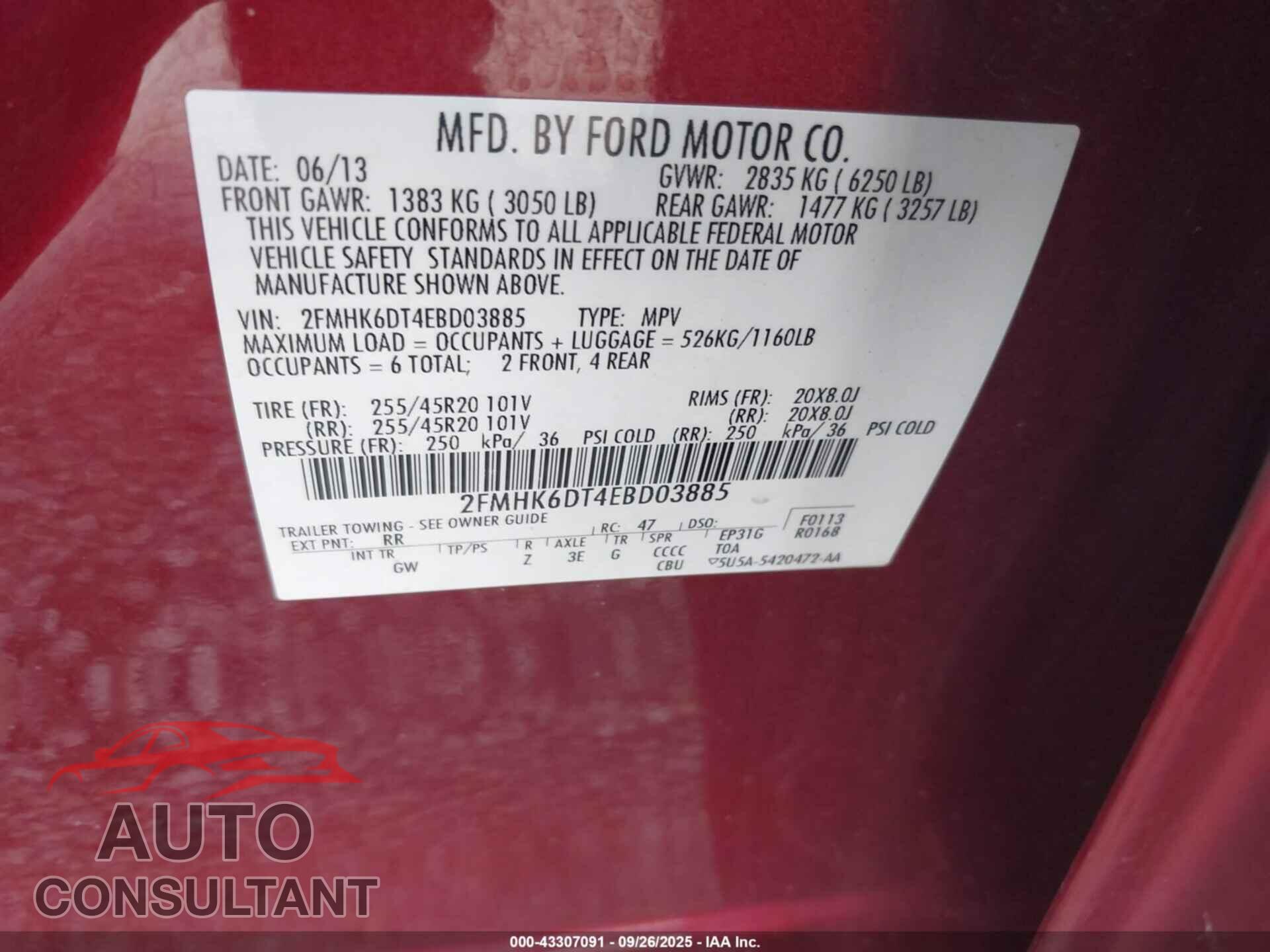 FORD FLEX 2014 - 2FMHK6DT4EBD03885