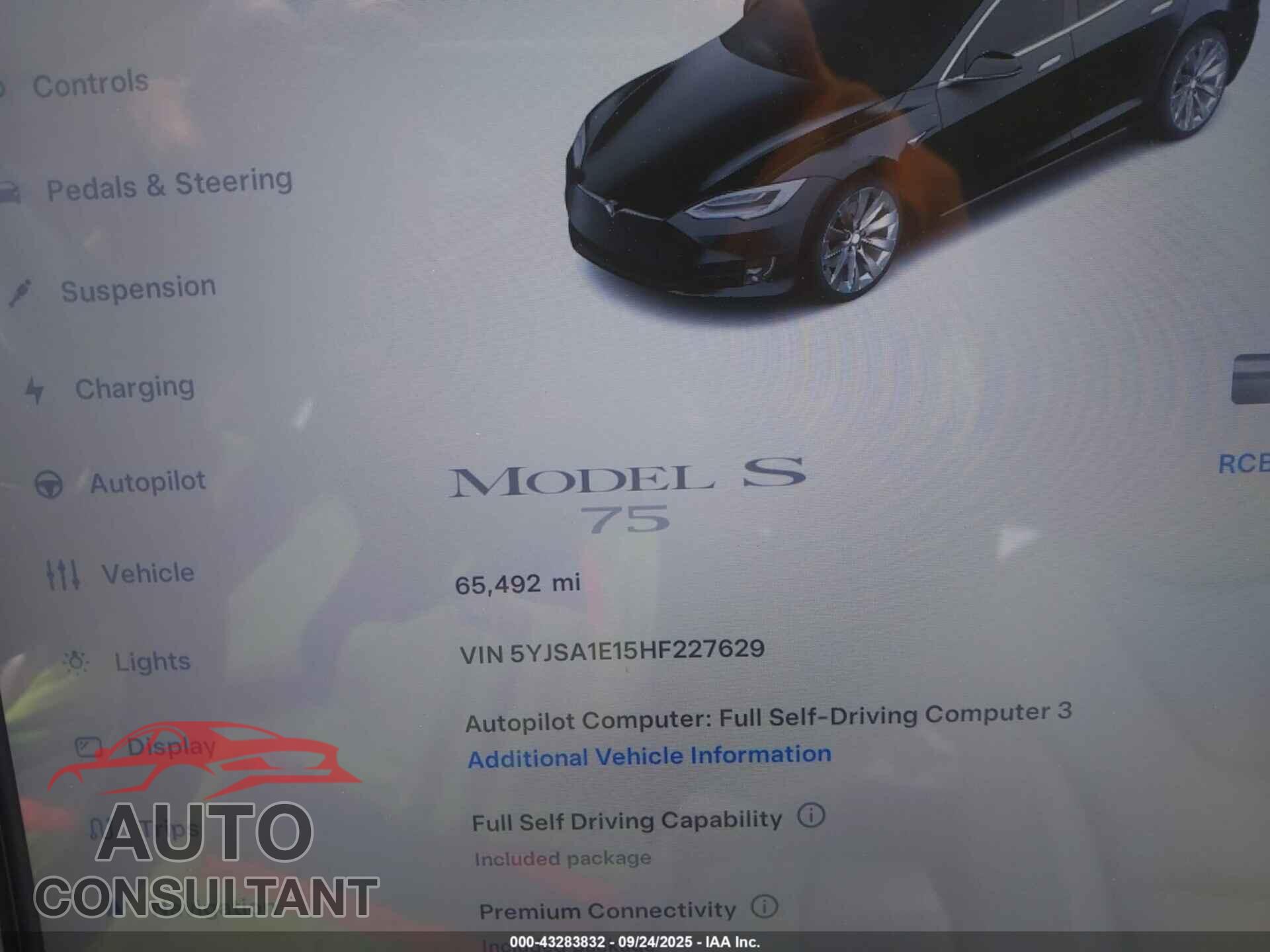 TESLA MODEL S 2017 - 5YJSA1E15HF227629