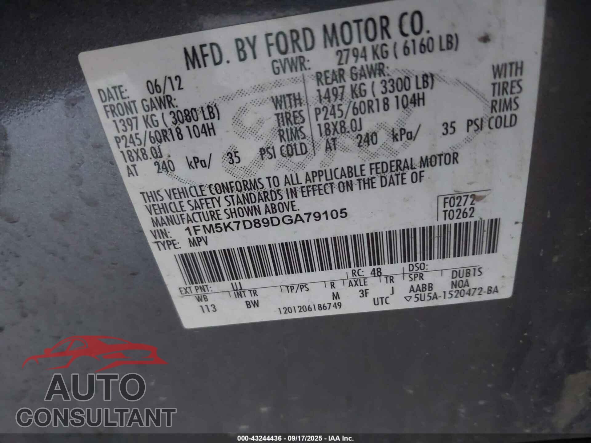 FORD EXPLORER 2013 - 1FM5K7D89DGA79105