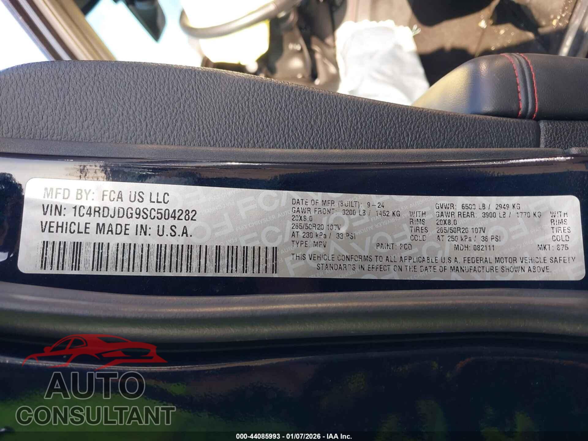 DODGE DURANGO 2025 - 1C4RDJDG9SC504282