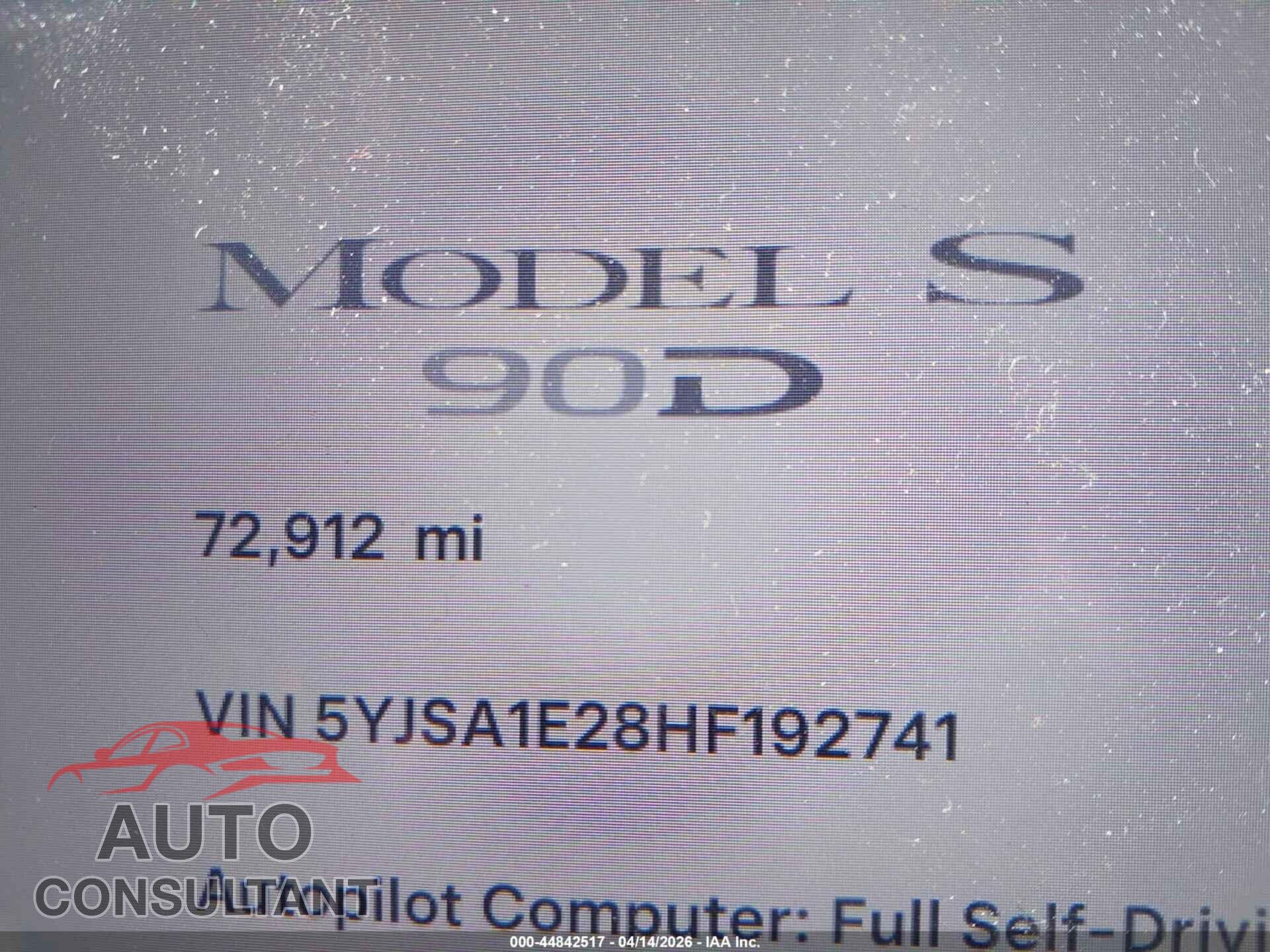 TESLA MODEL S 2017 - 5YJSA1E28HF192741