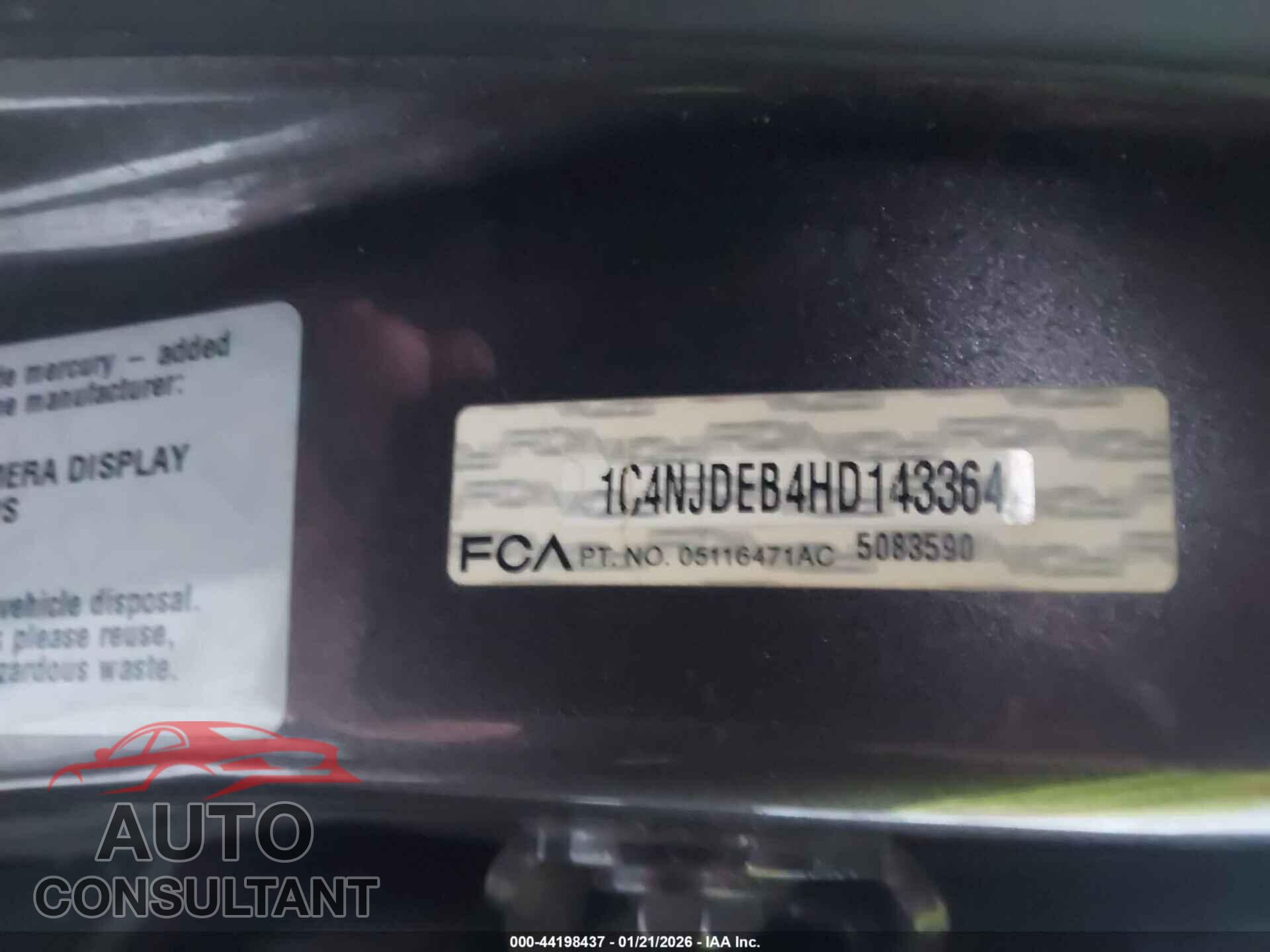 JEEP COMPASS 2017 - 1C4NJDEB4HD143364