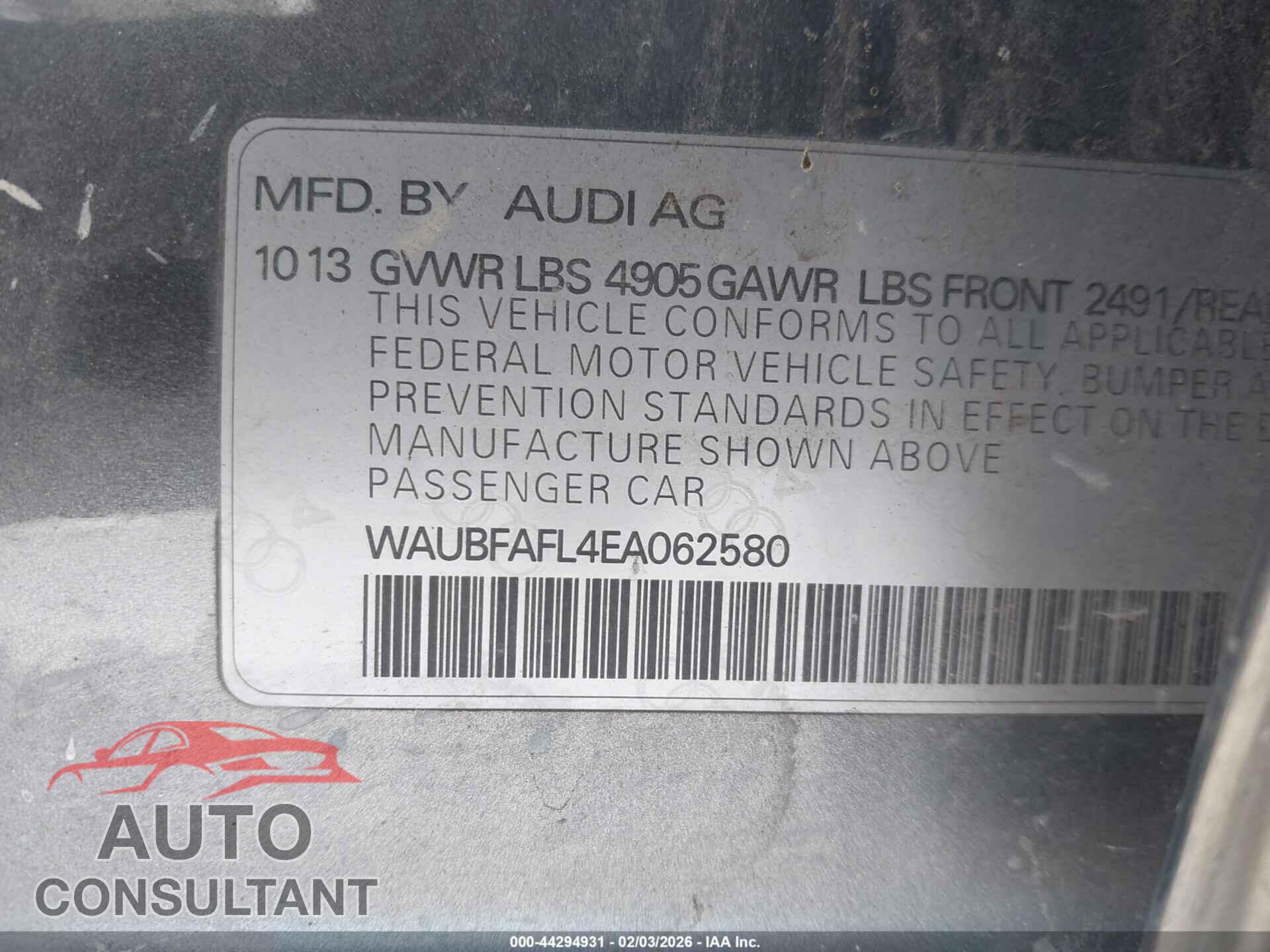 AUDI A4 2014 - WAUBFAFL4EA062580
