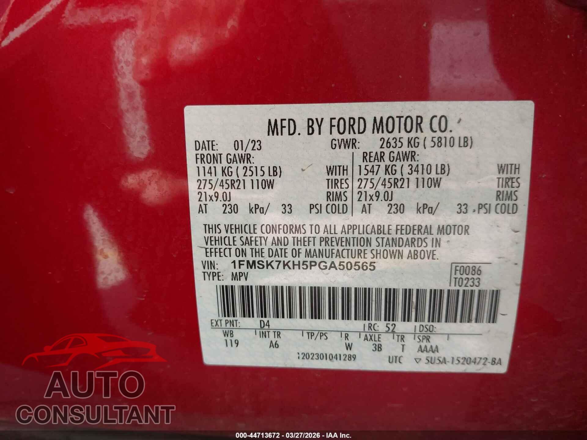 FORD EXPLORER 2023 - 1FMSK7KH5PGA50565