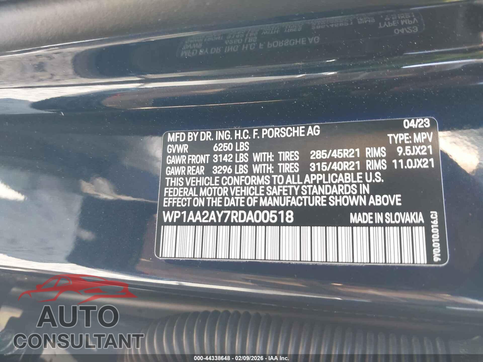 PORSCHE CAYENNE 2024 - WP1AA2AY7RDA00518