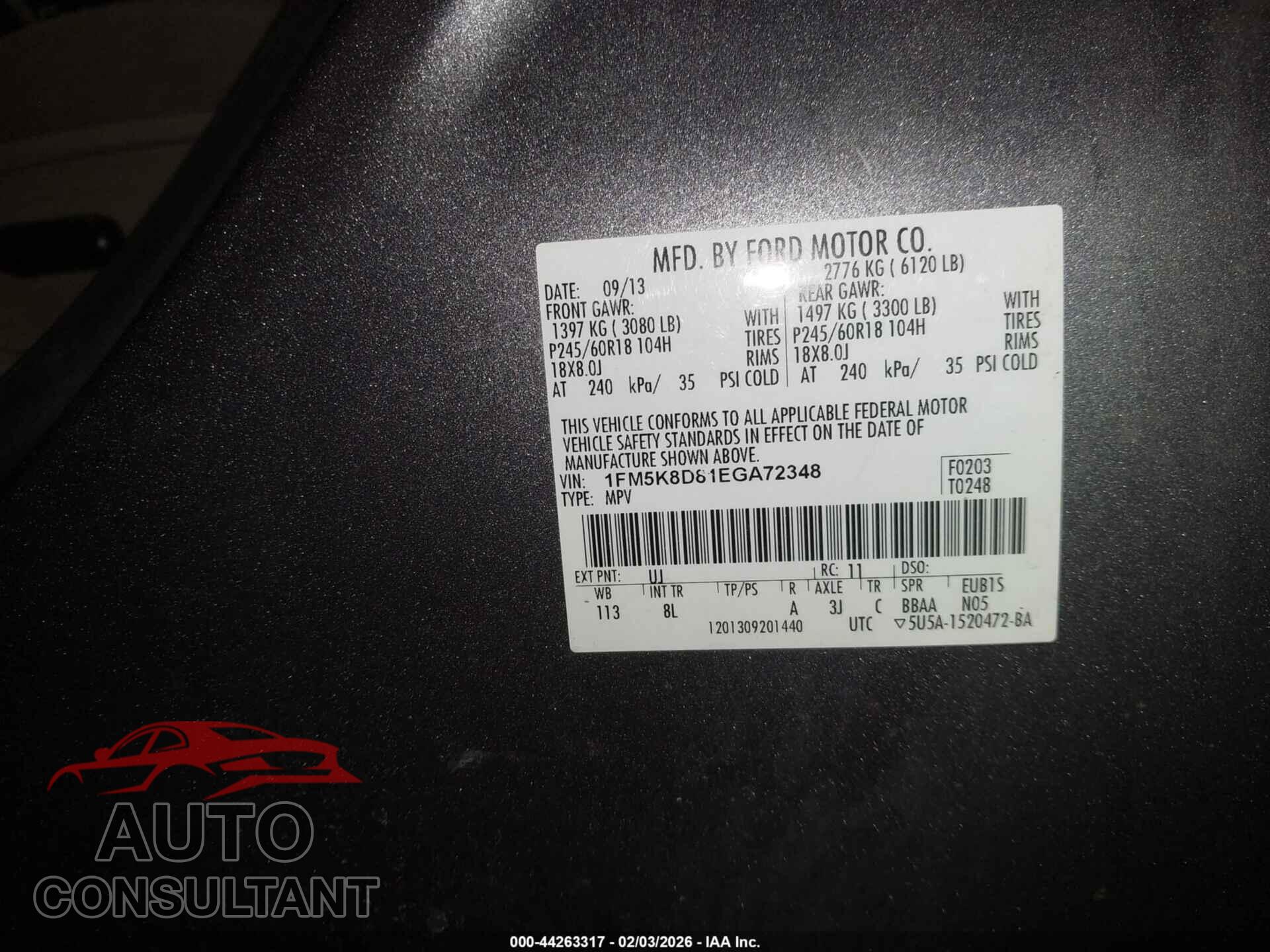 FORD EXPLORER 2014 - 1FM5K8D81EGA72348