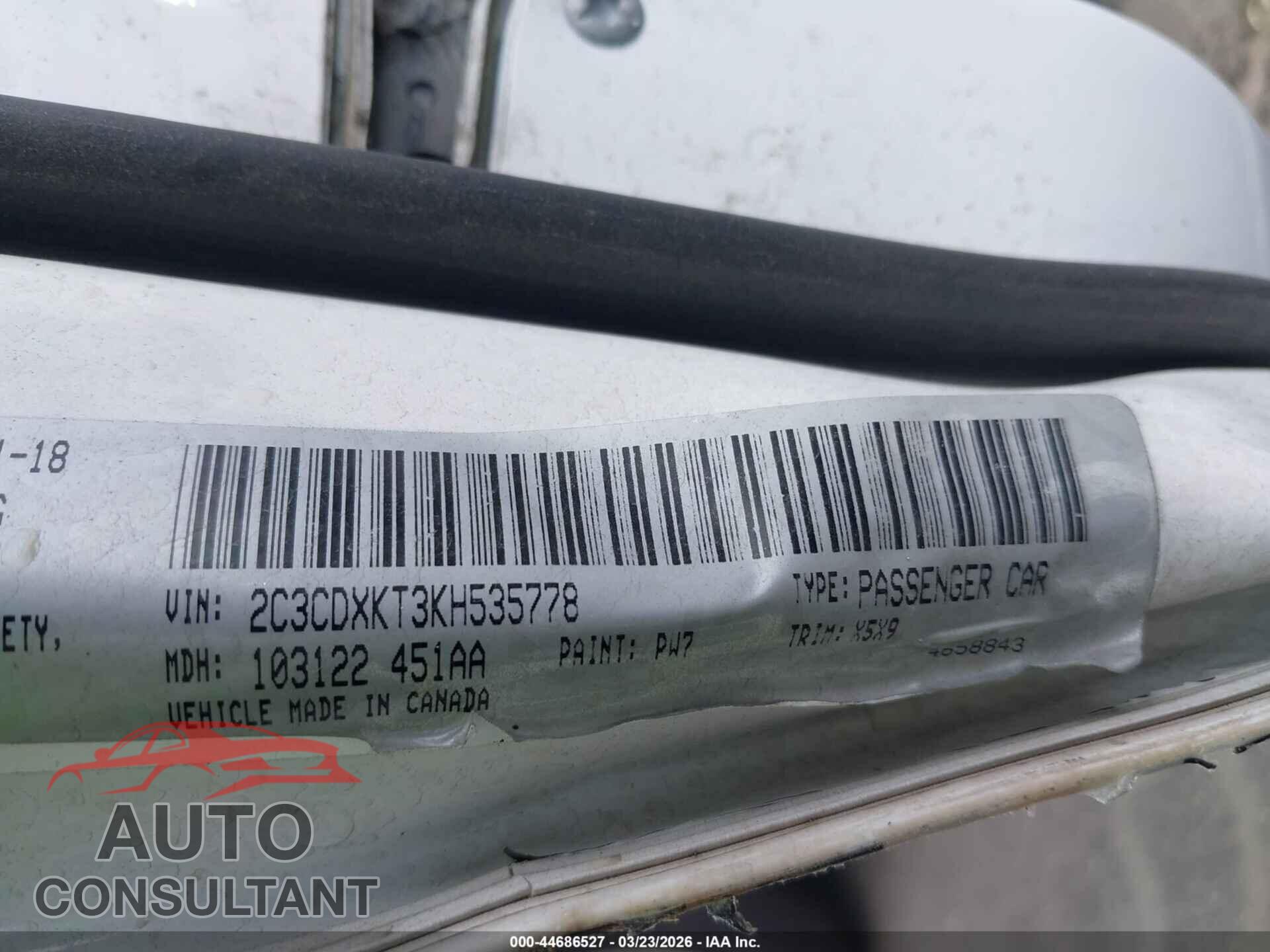 DODGE CHARGER 2019 - 2C3CDXKT3KH535778