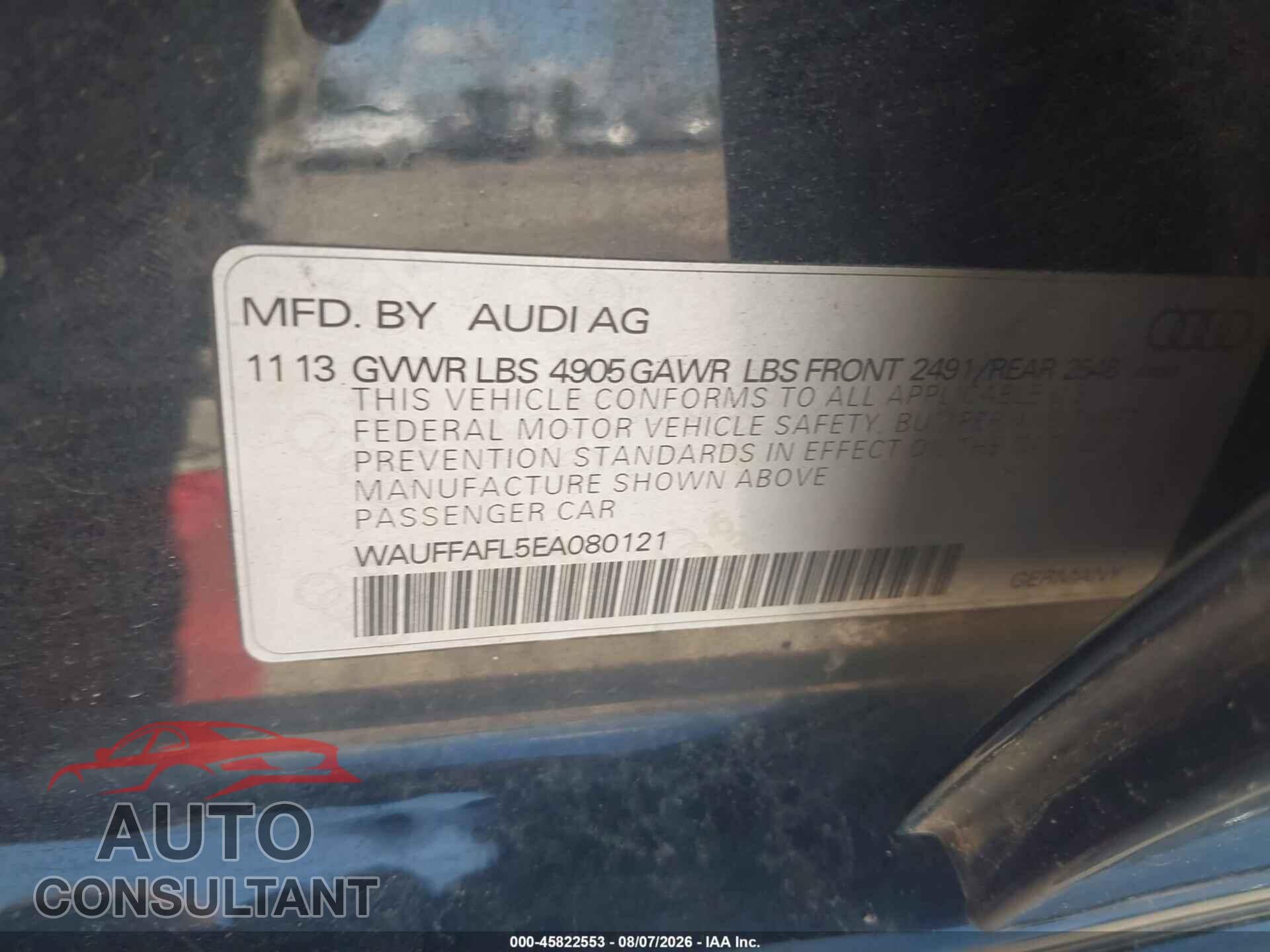 AUDI A4 2014 - WAUFFAFL5EA080121