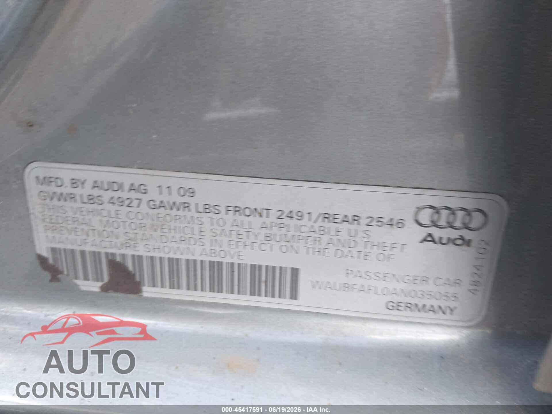 AUDI A4 2010 - WAUBFAFL0AN035055