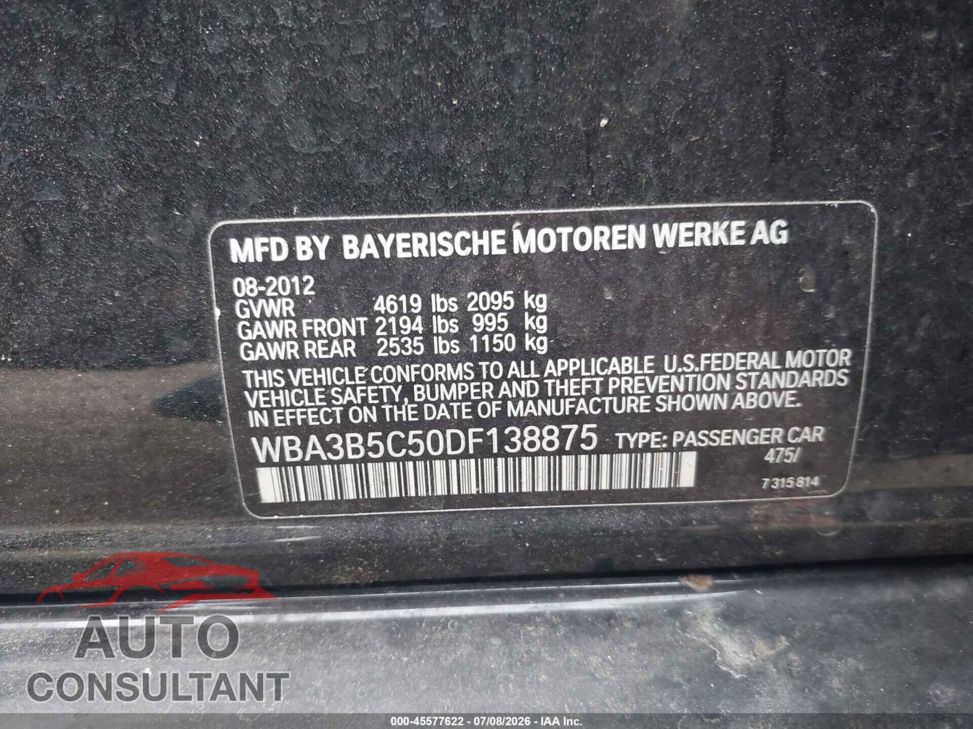 BMW 328I 2013 - WBA3B5C50DF138875