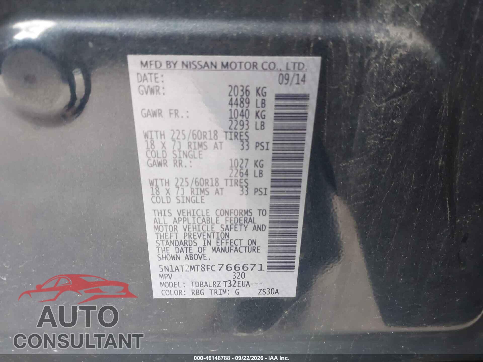 NISSAN ROGUE 2015 - 5N1AT2MT8FC766671