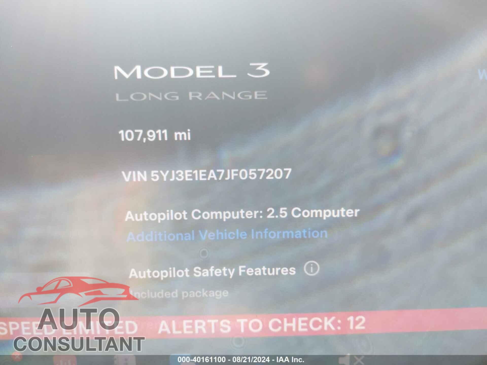 TESLA MODEL 3 2018 - 5YJ3E1EA7JF057207