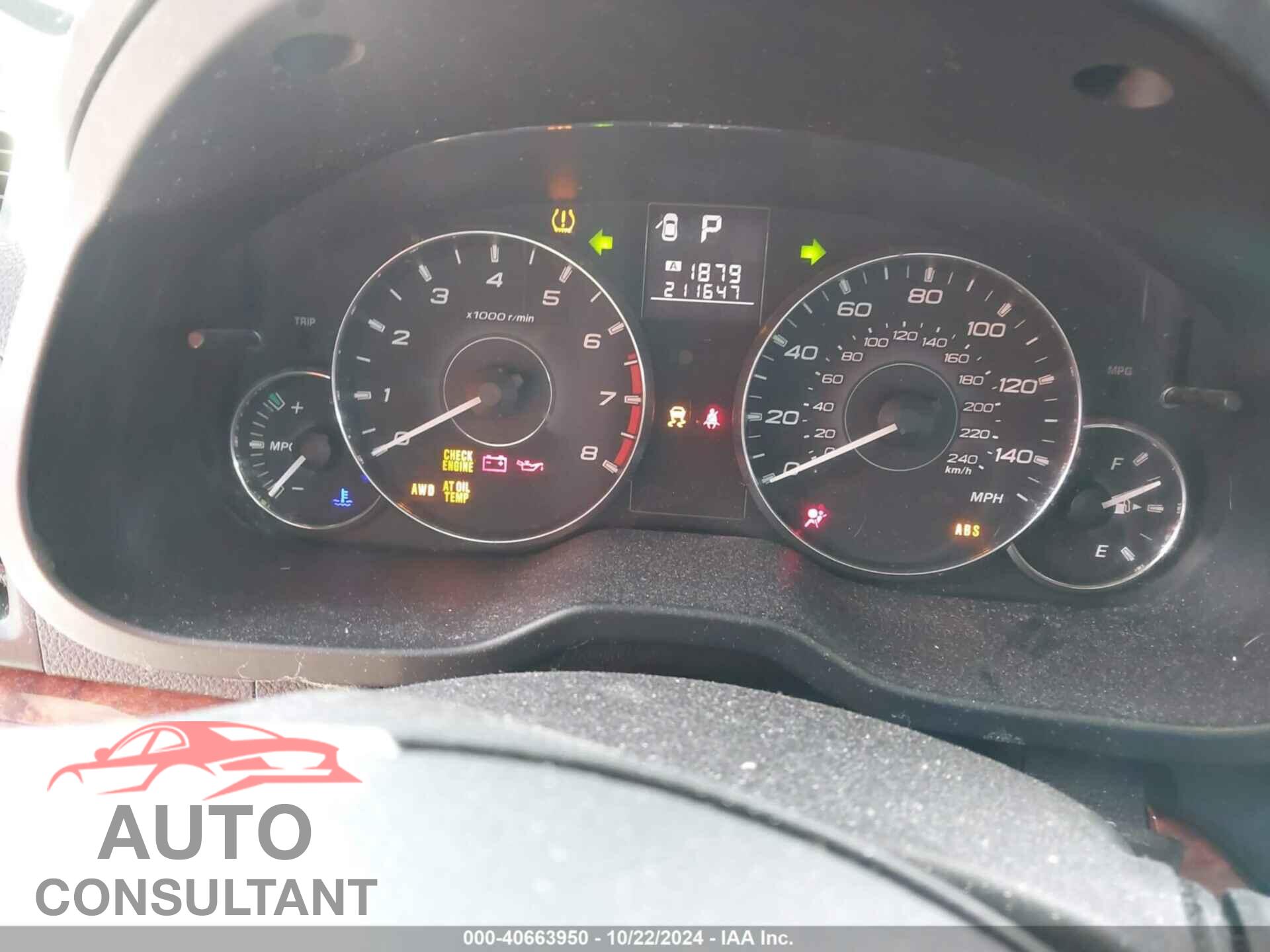 SUBARU OUTBACK 2012 - 4S4BRBLC7C3227944