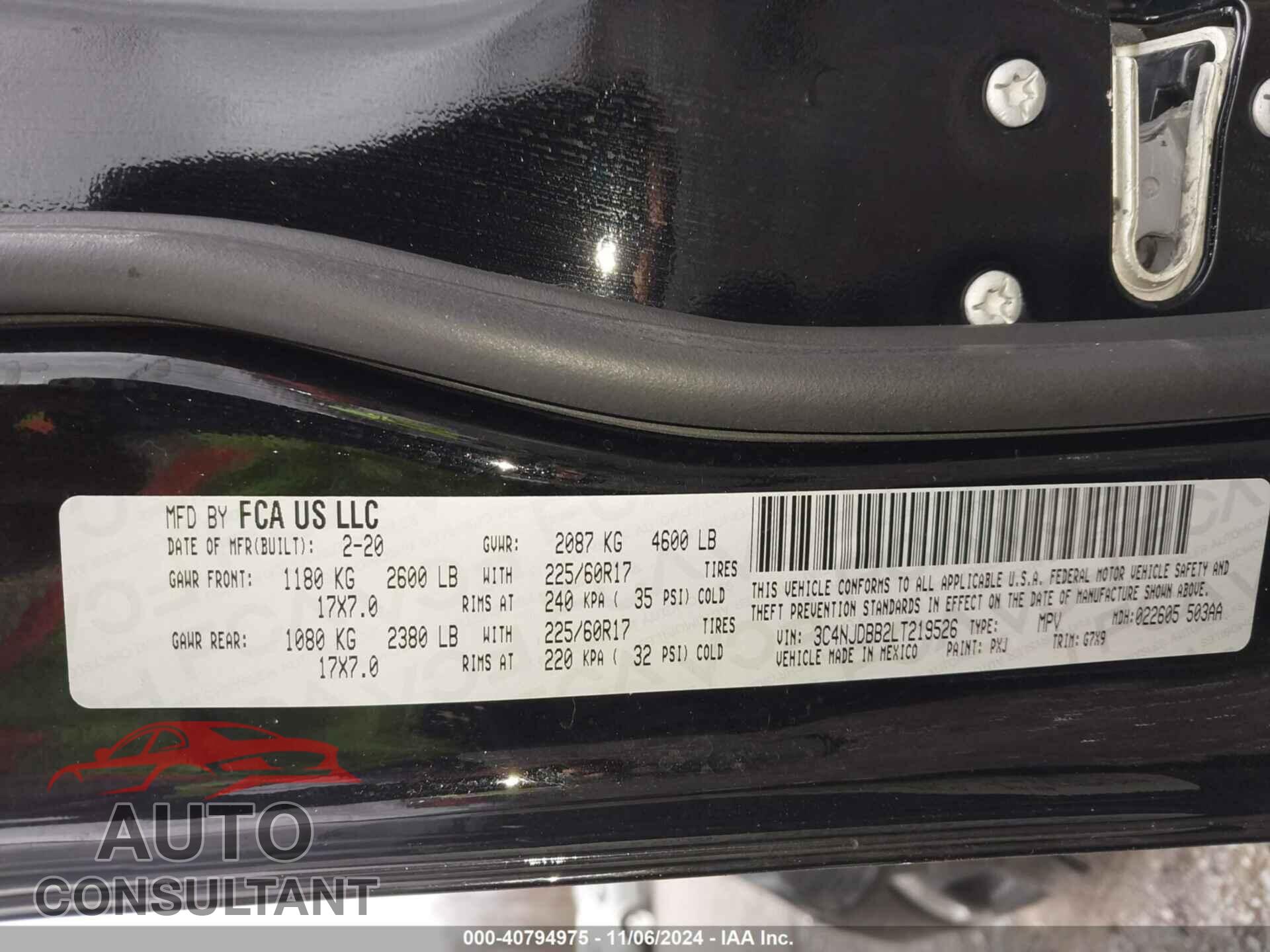 JEEP COMPASS 2020 - 3C4NJDBB2LT219526