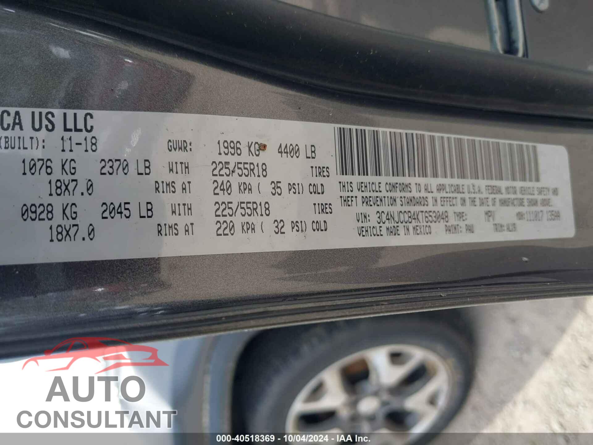 JEEP COMPASS 2019 - 3C4NJCCB4KT653048