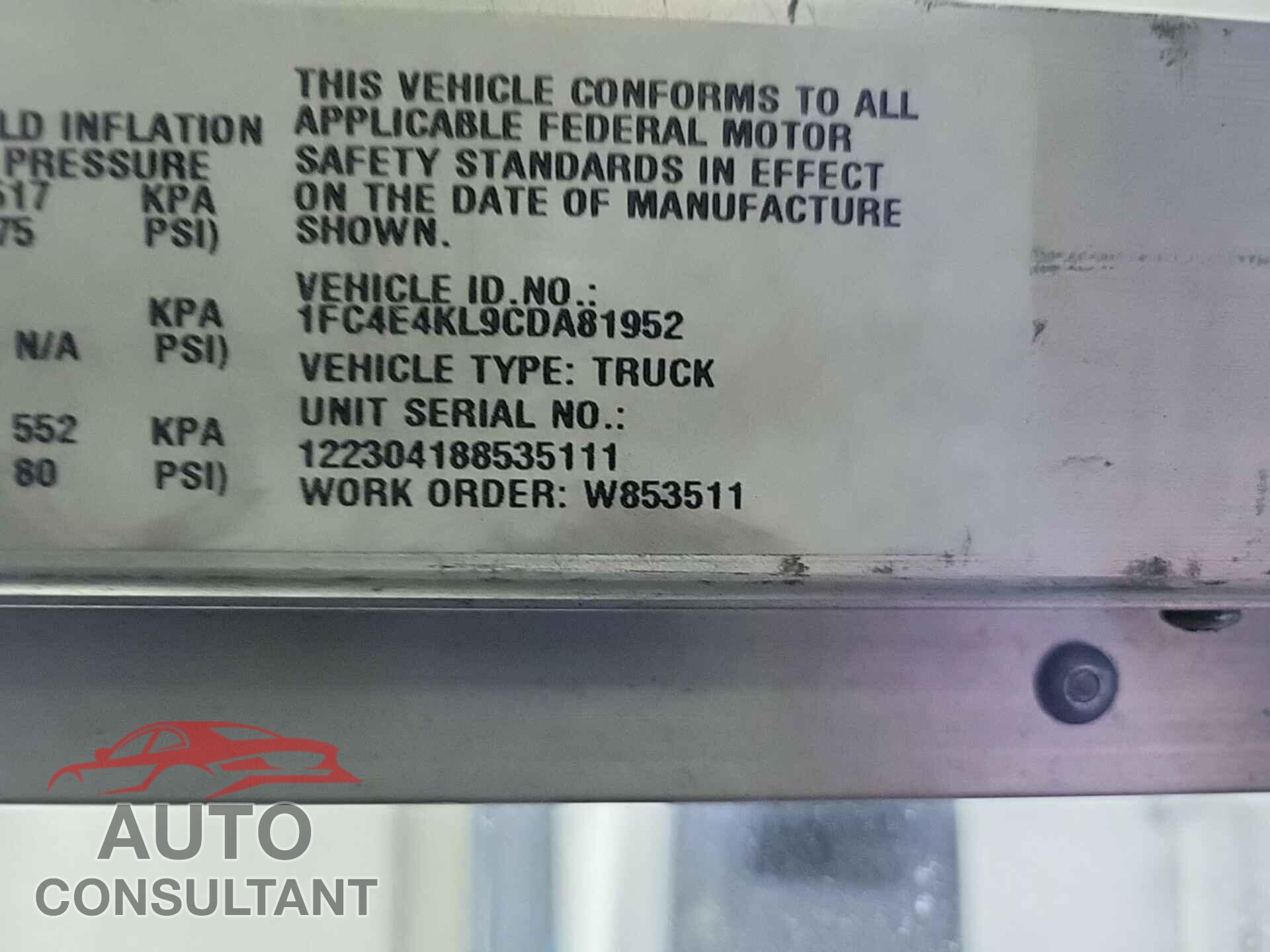 FORD ECONOLINE 2012 - 1FC4E4KL9CDA81952