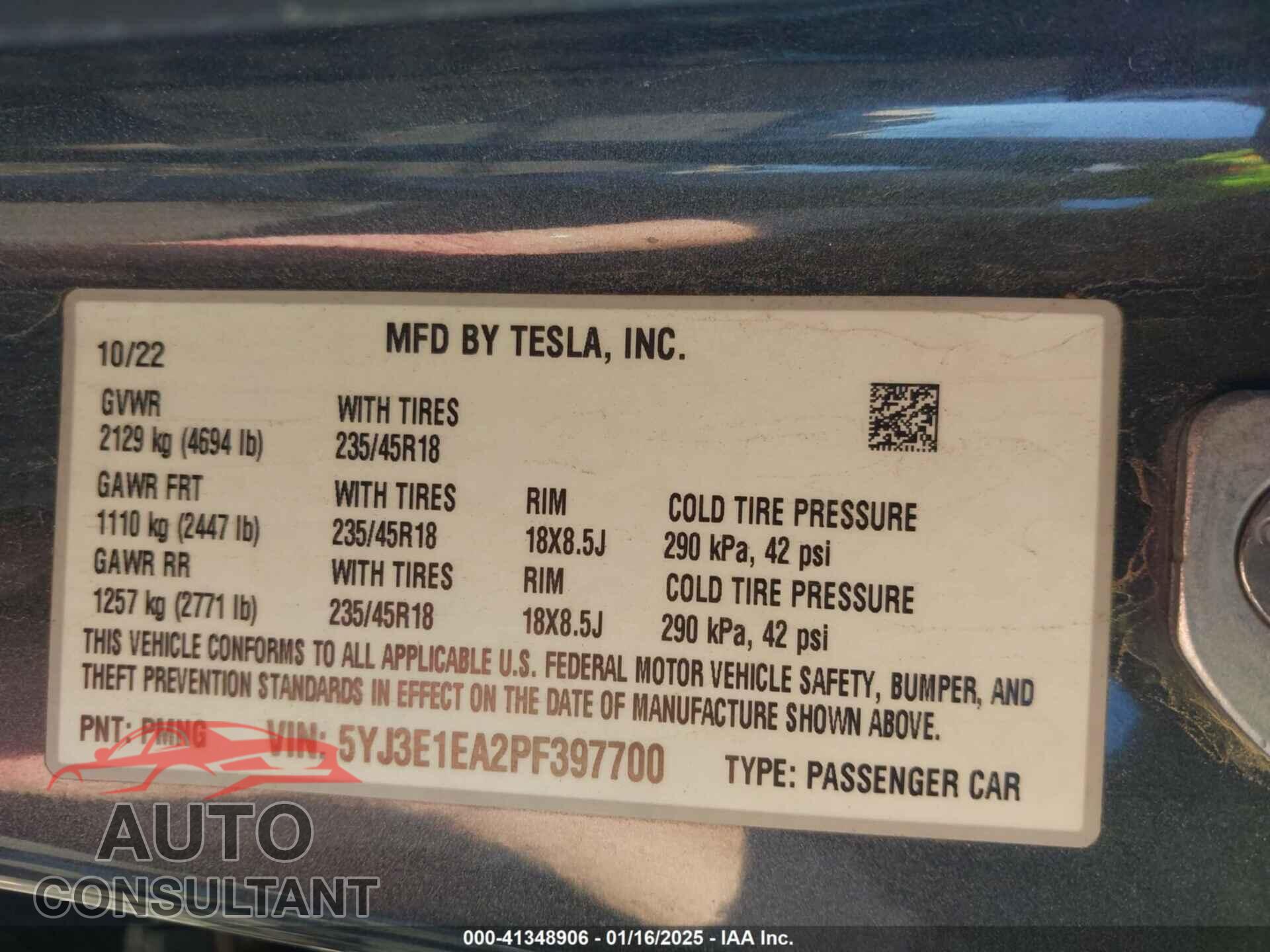 TESLA MODEL 3 2023 - 5YJ3E1EA2PF397700